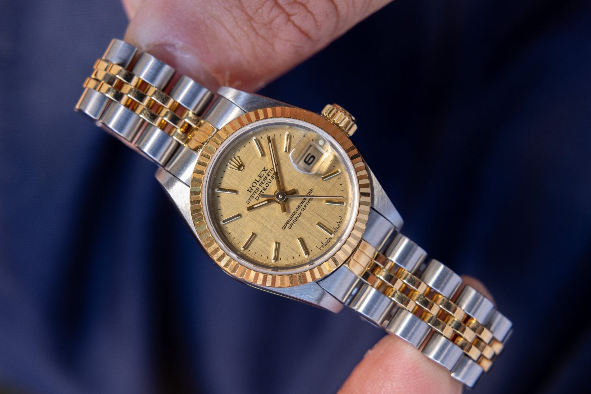 1995 Rolex Ladies Datejust Ref. 69173 | Champagne Linen Dial | Box and Papers - Sierra Time Co