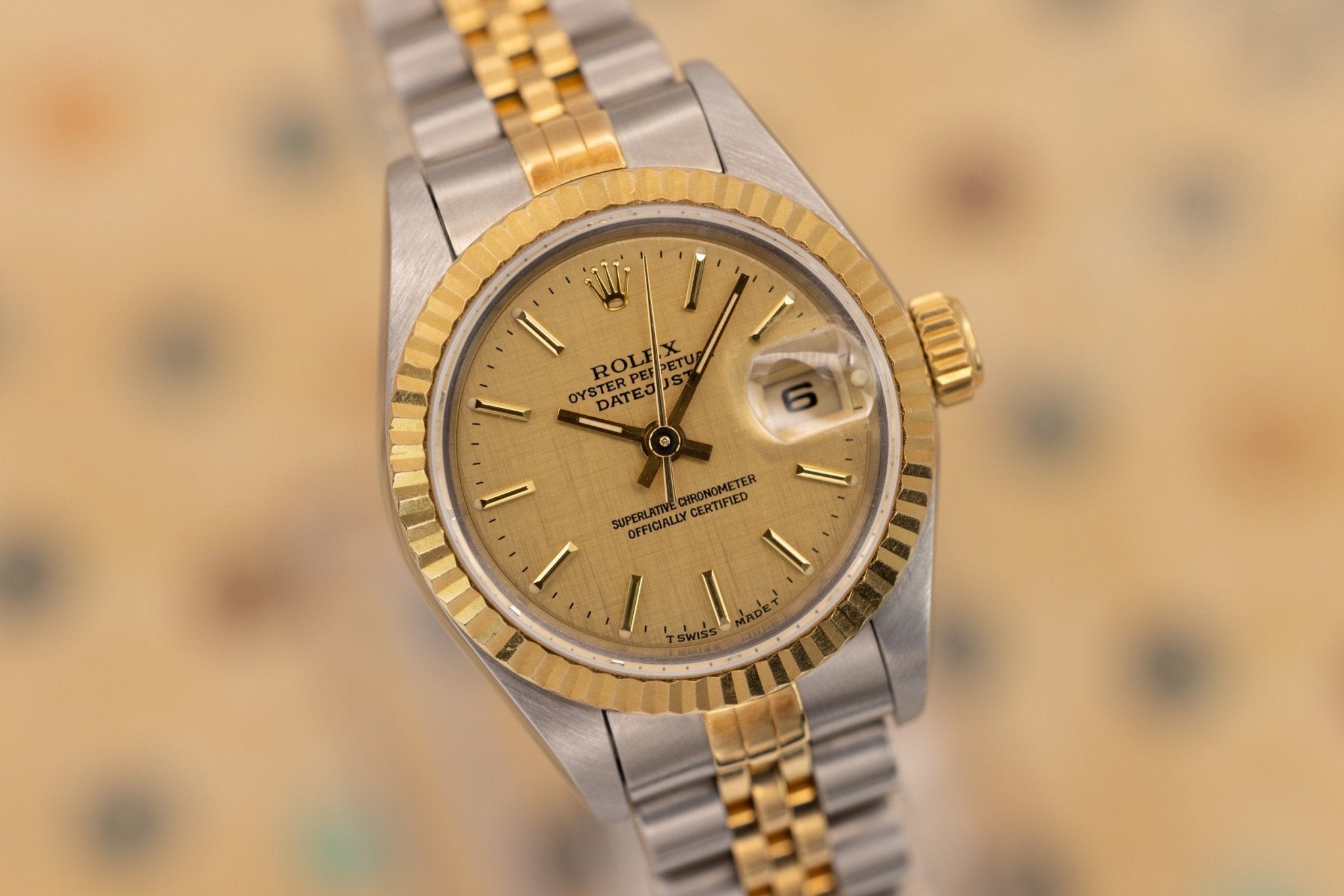 1995 Rolex Ladies Datejust Ref. 69173 | Champagne Linen Dial | Box and Papers - Sierra Time Co