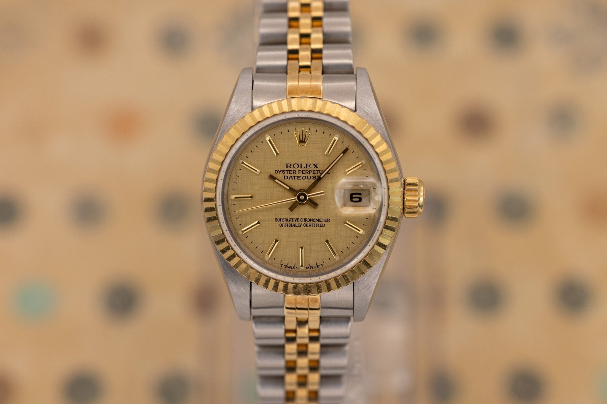 1995 Rolex Ladies Datejust Ref. 69173 | Champagne Linen Dial | Box and Papers - Sierra Time Co