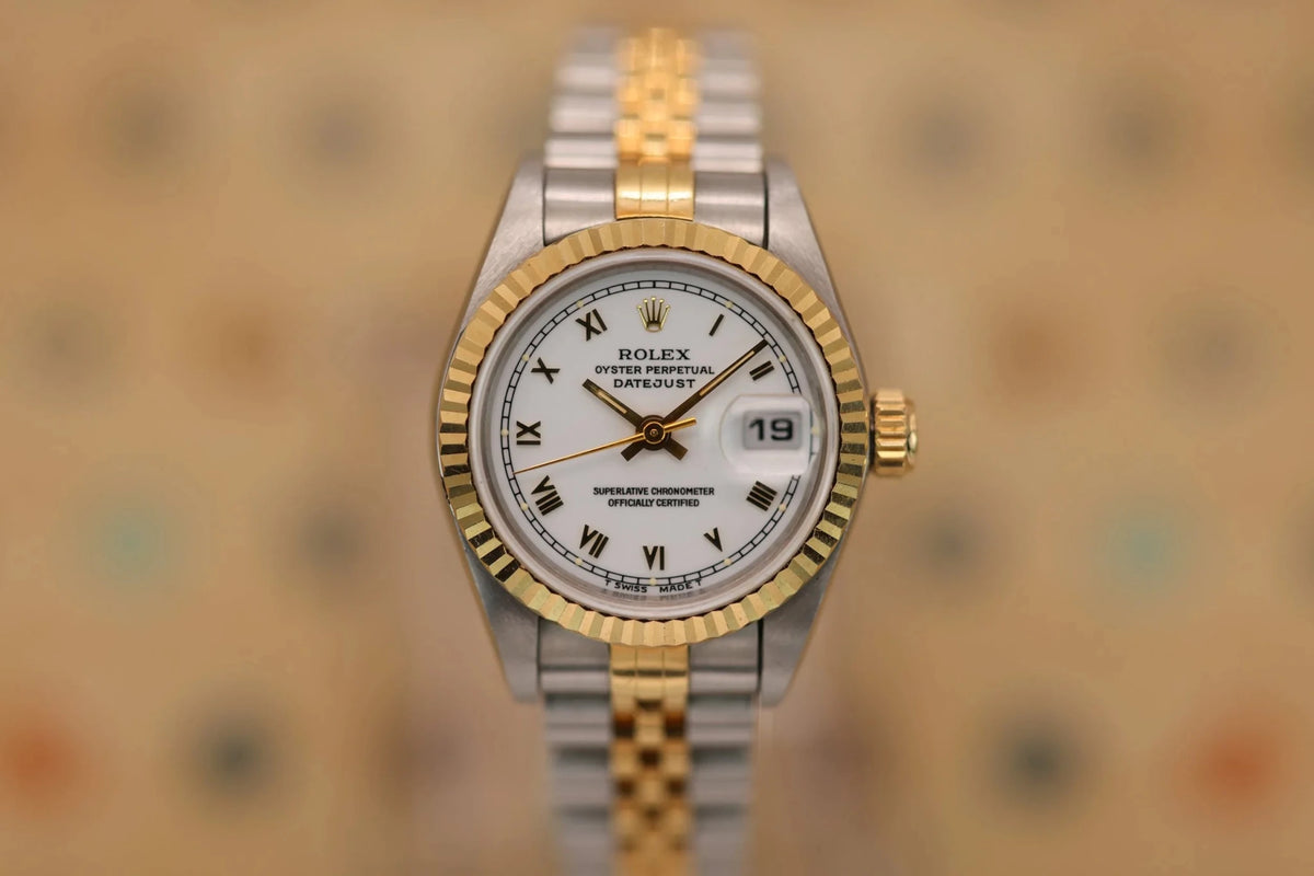 1995 Rolex Ladies Datejust Ref. 69173 | White Roman Numeral Dial | Box and Papers - Sierra Time Co