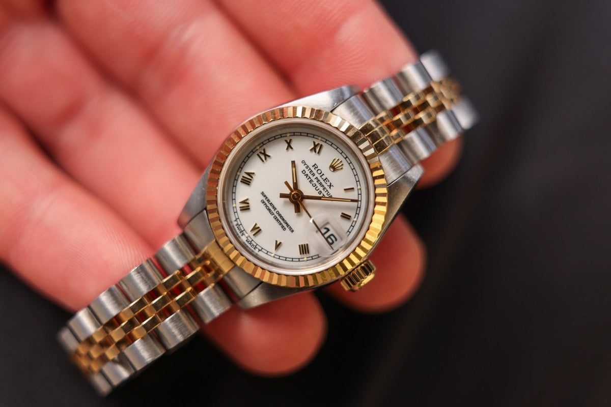 1995 Rolex Ladies Datejust Ref. 69173 | White Roman Numeral Dial | Box and Papers - Sierra Time Co