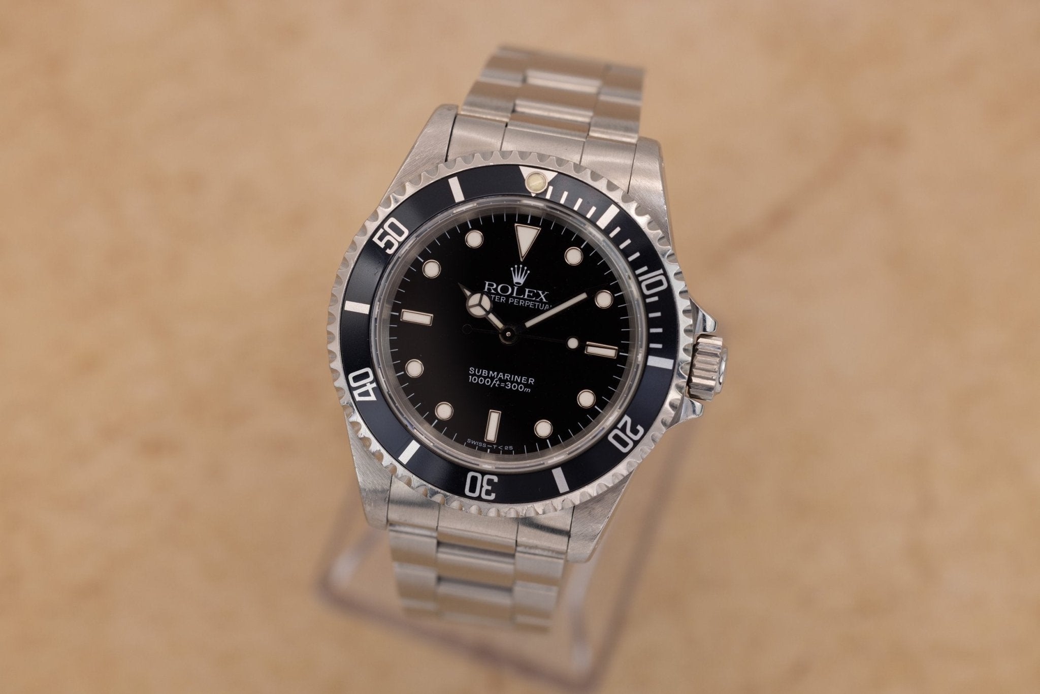 1995 Rolex Submariner Ref. 14060 | Tritium Dial | Navy Blue Bezel | Box and Papers - Sierra Time Co