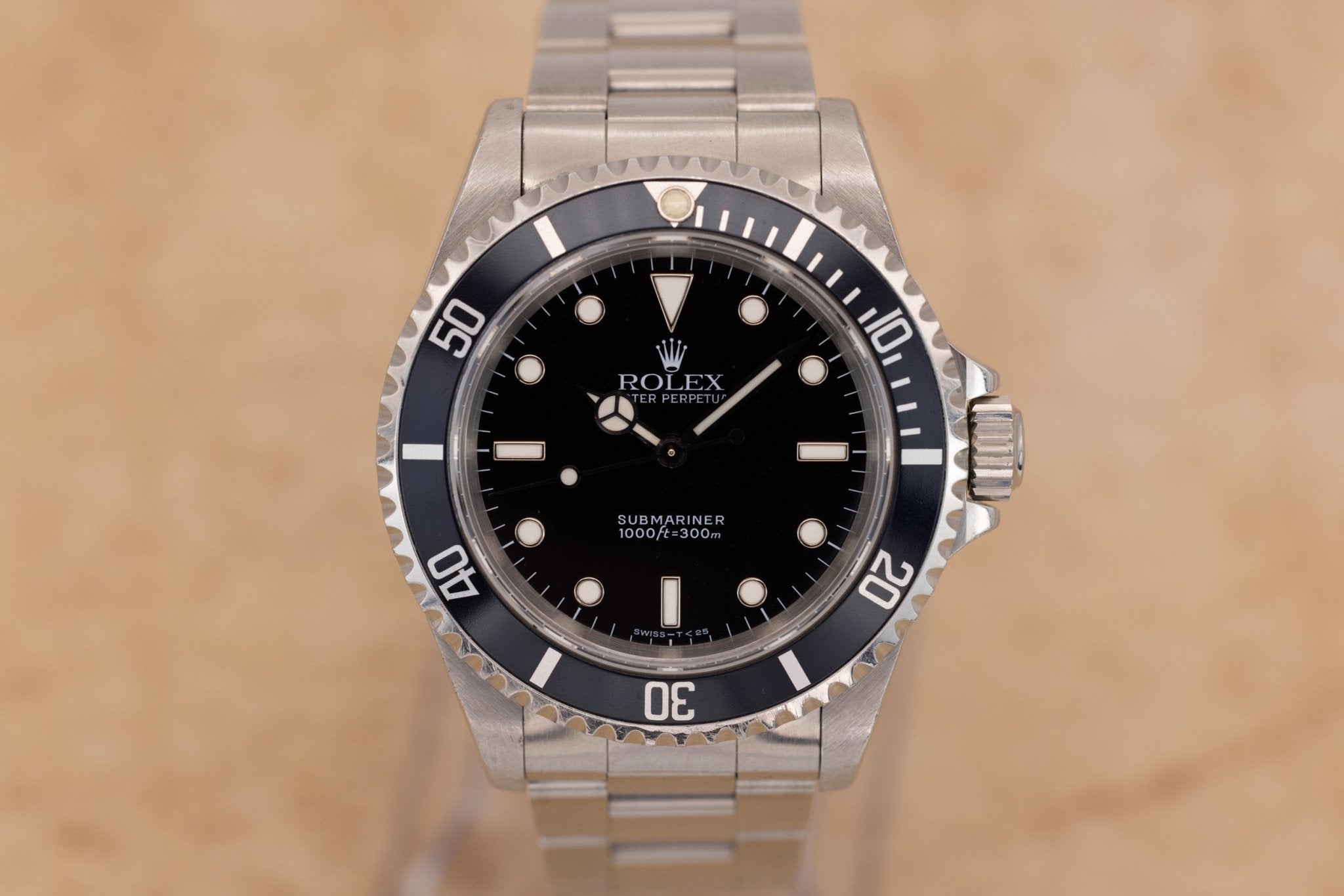 1995 Rolex Submariner Ref. 14060 | Tritium Dial | Navy Blue Bezel | Box and Papers - Sierra Time Co