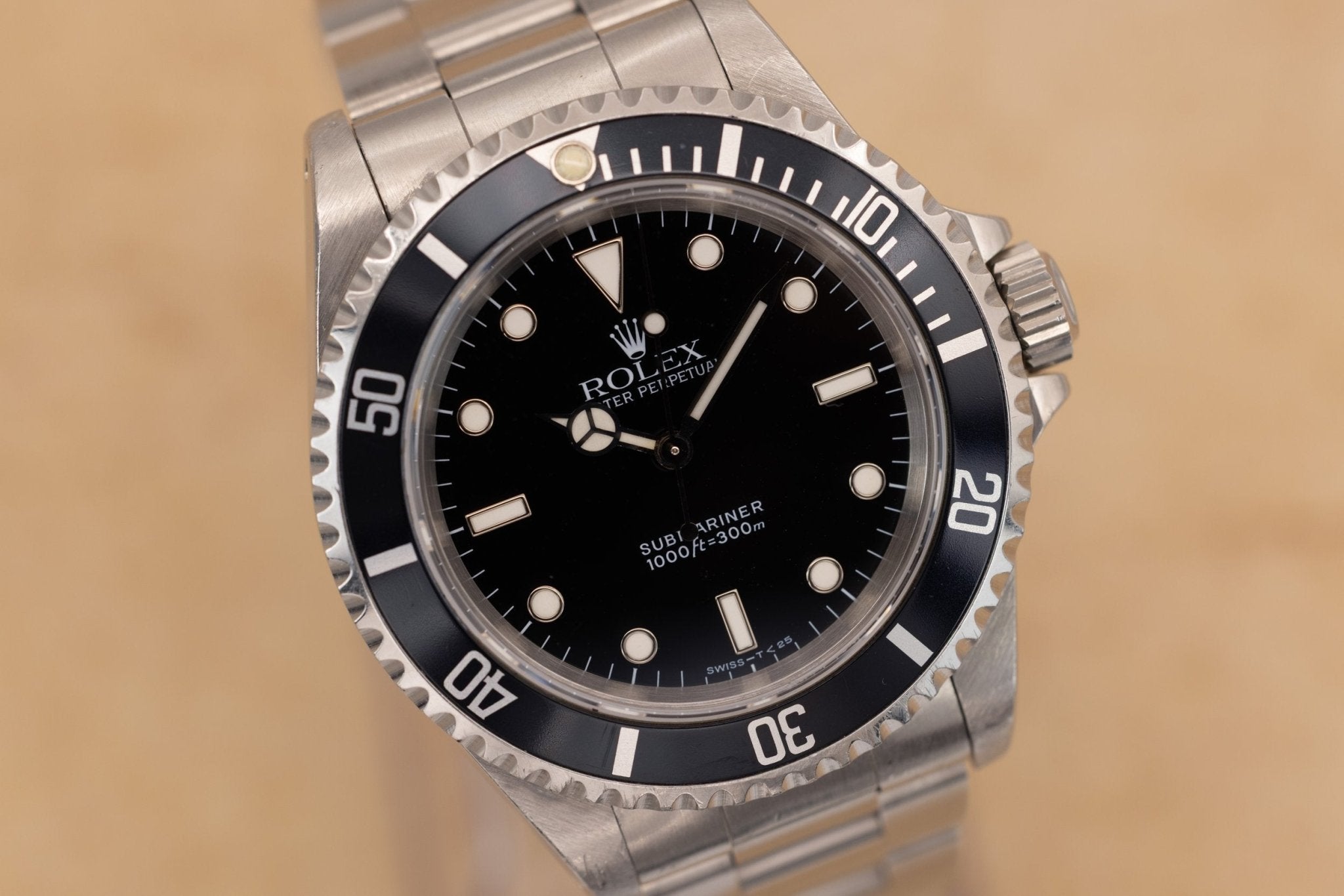 1995 Rolex Submariner Ref. 14060 | Tritium Dial | Navy Blue Bezel | Box and Papers - Sierra Time Co