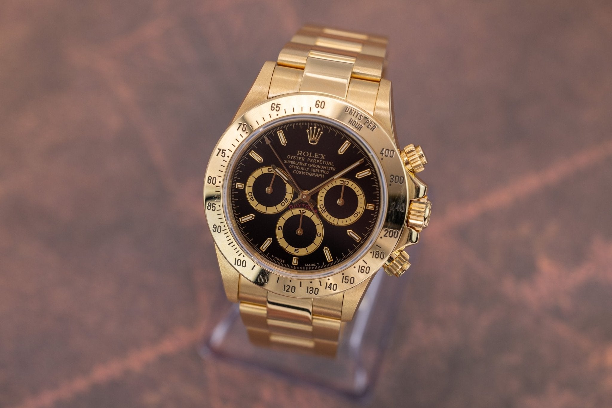 1995 Rolex Zenith Daytona Ref. 16528 | 18K Yellow Gold | Black Dial | Rolex CPO Guarantee Card - Sierra Time Co
