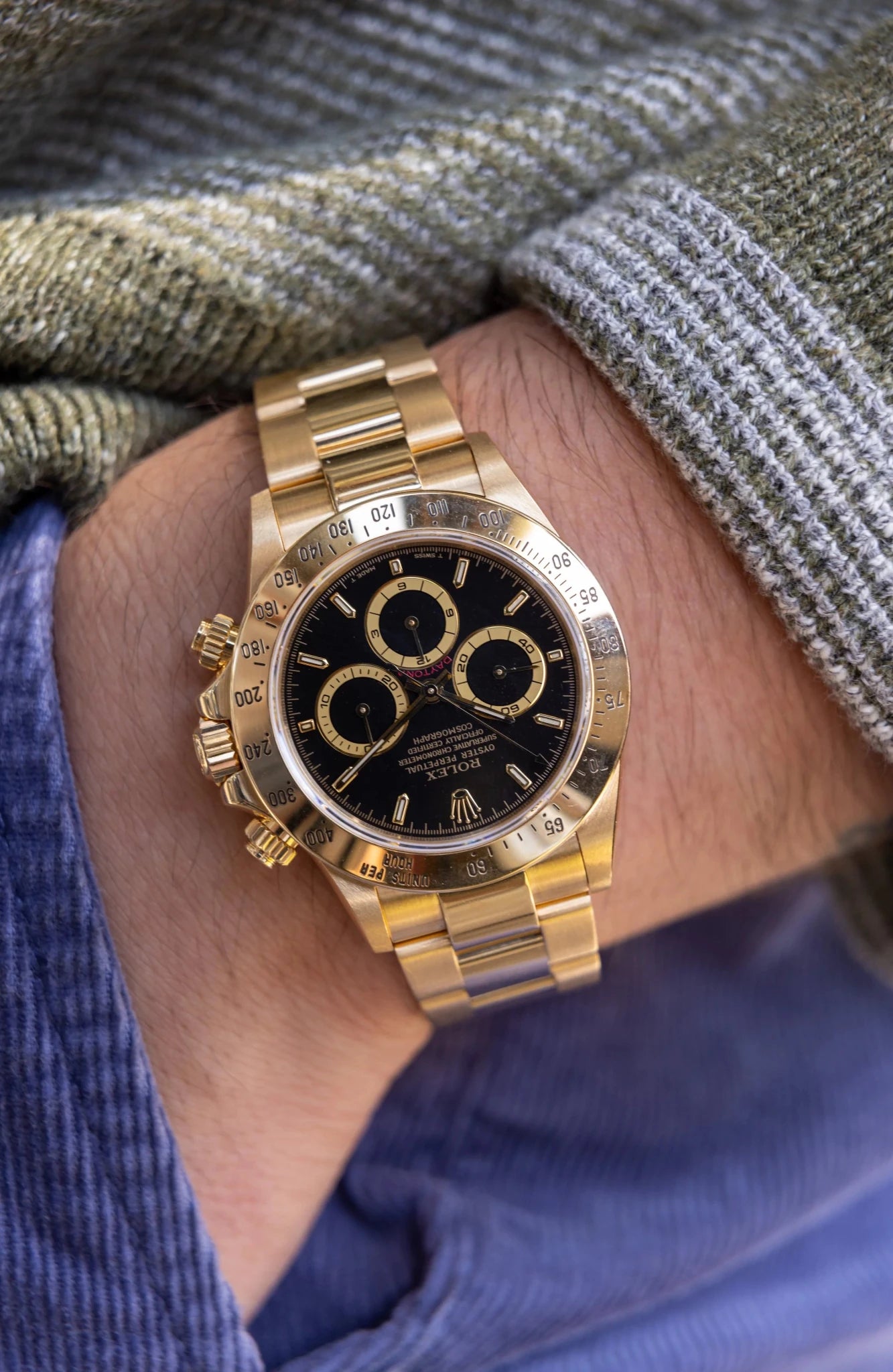 1995 Rolex Zenith Daytona Ref. 16528 | 18K Yellow Gold | Black Dial | Rolex CPO Guarantee Card - Sierra Time Co