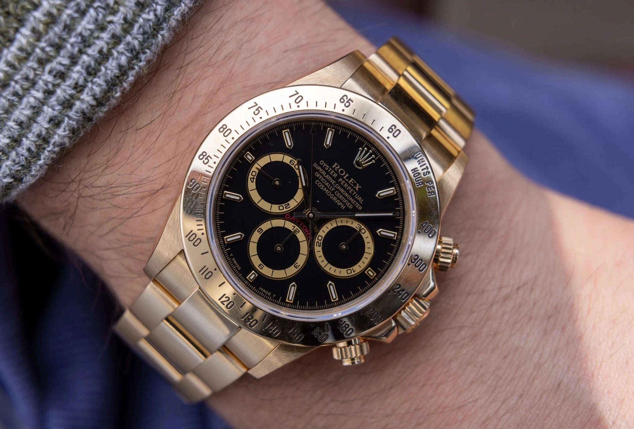 1995 Rolex Zenith Daytona Ref. 16528 | 18K Yellow Gold | Black Dial | Rolex CPO Guarantee Card - Sierra Time Co