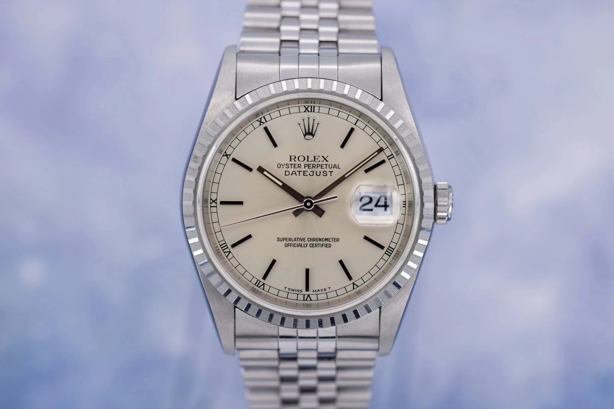 1996 Rolex Datejust Ref. 16220 | Silver Stick Dial | Mint Condition - Sierra Time Co