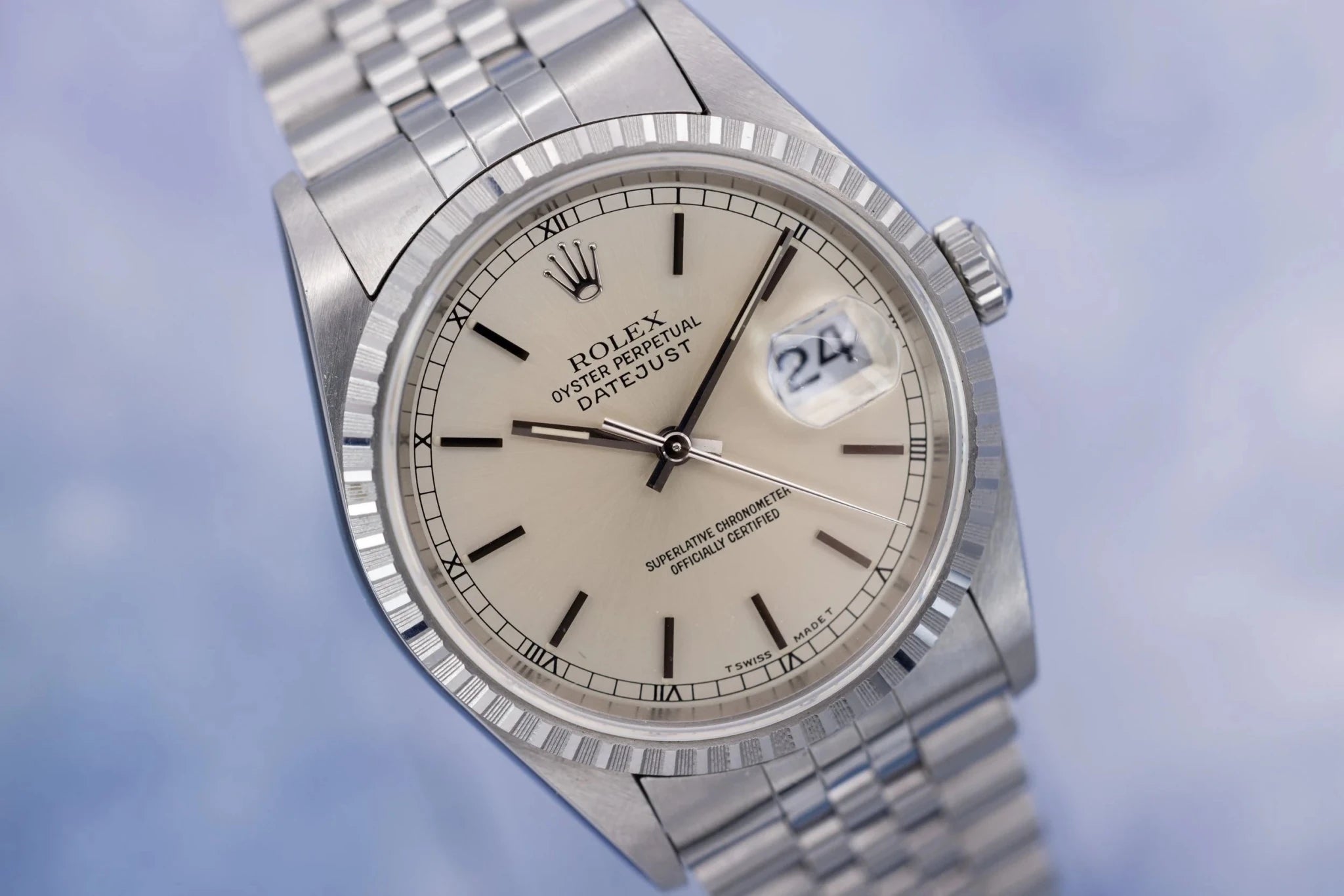 1996 Rolex Datejust Ref. 16220 | Silver Stick Dial | Mint Condition - Sierra Time Co