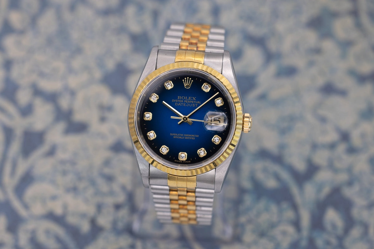 1996 Rolex Datejust Ref. 16233 | Blue Vignette Diamond Dial - Sierra Time Co