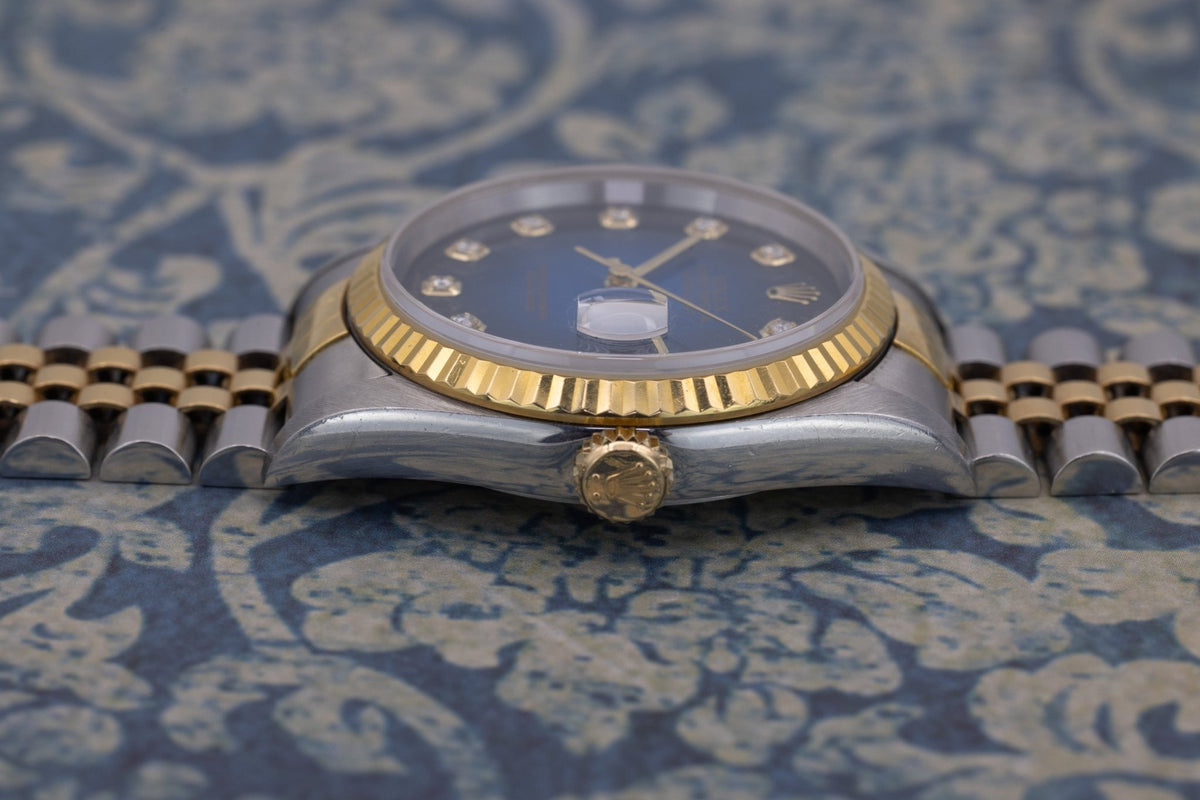 1996 Rolex Datejust Ref. 16233 | Blue Vignette Diamond Dial - Sierra Time Co