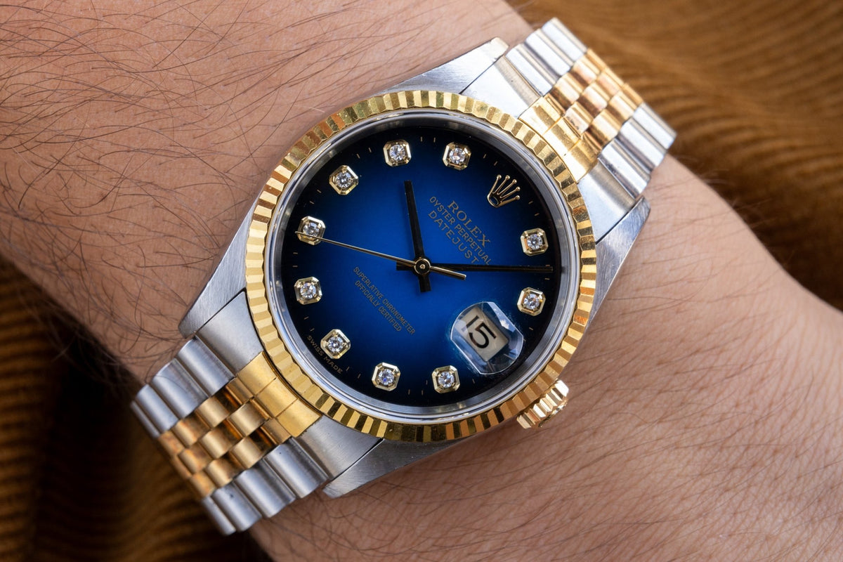1996 Rolex Datejust Ref. 16233 | Blue Vignette Diamond Dial - Sierra Time Co