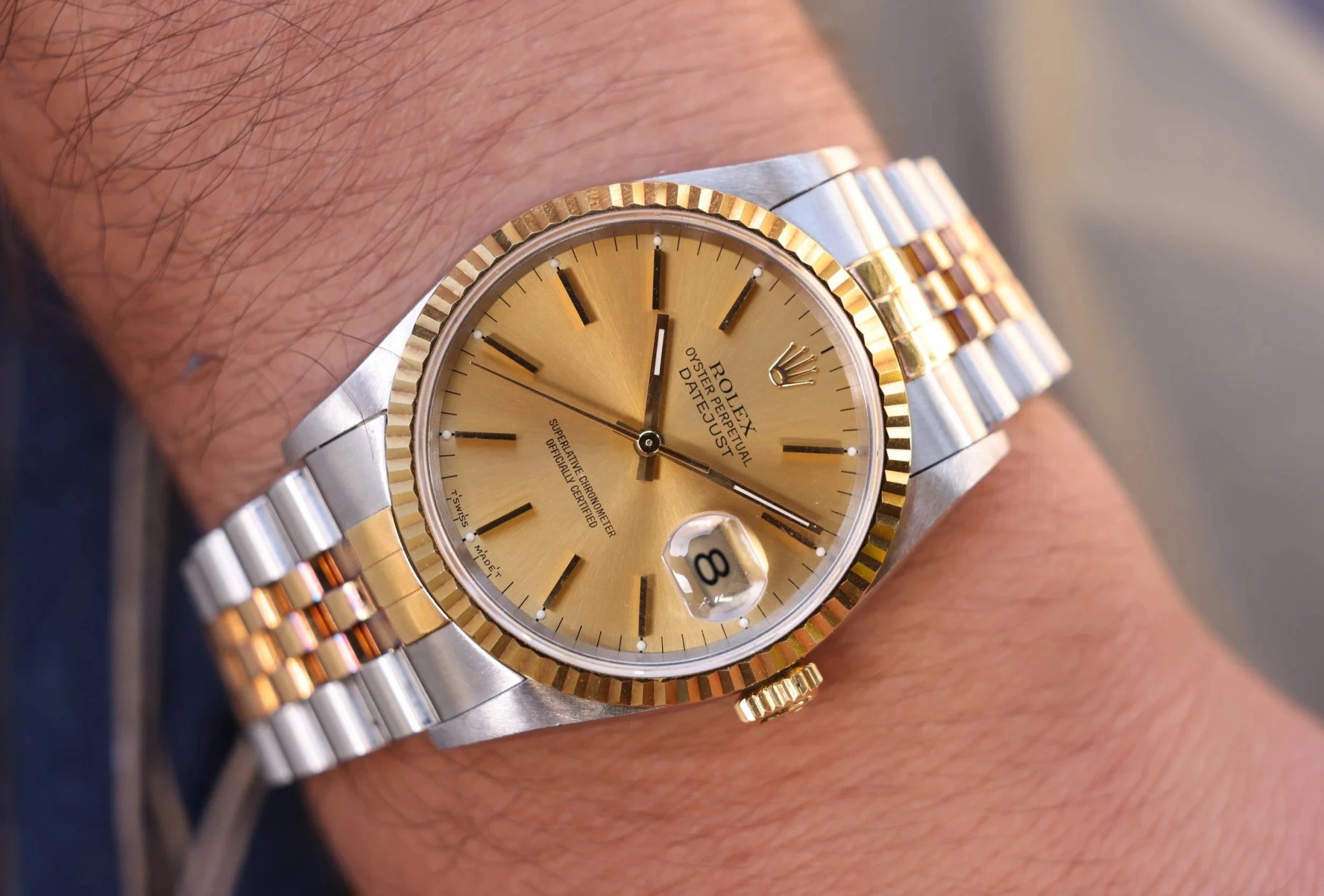 1996 Rolex Datejust Ref. 16233 | Champagne Dial | Box and Papers - Sierra Time Co