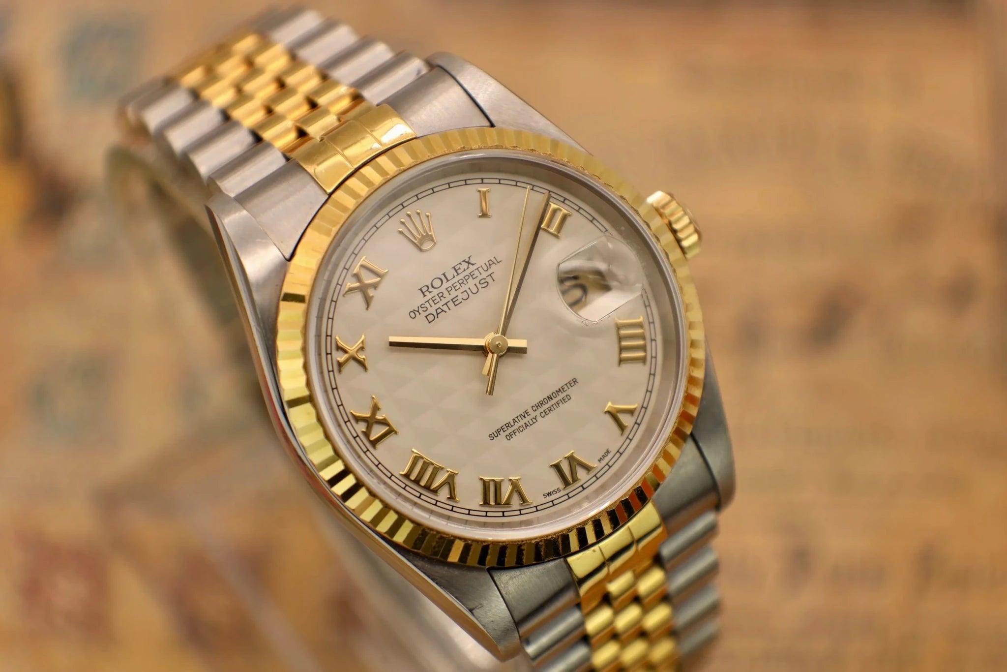 1996 Rolex Datejust Ref. 16233 | Cream Pyramid Dial - Sierra Time Co