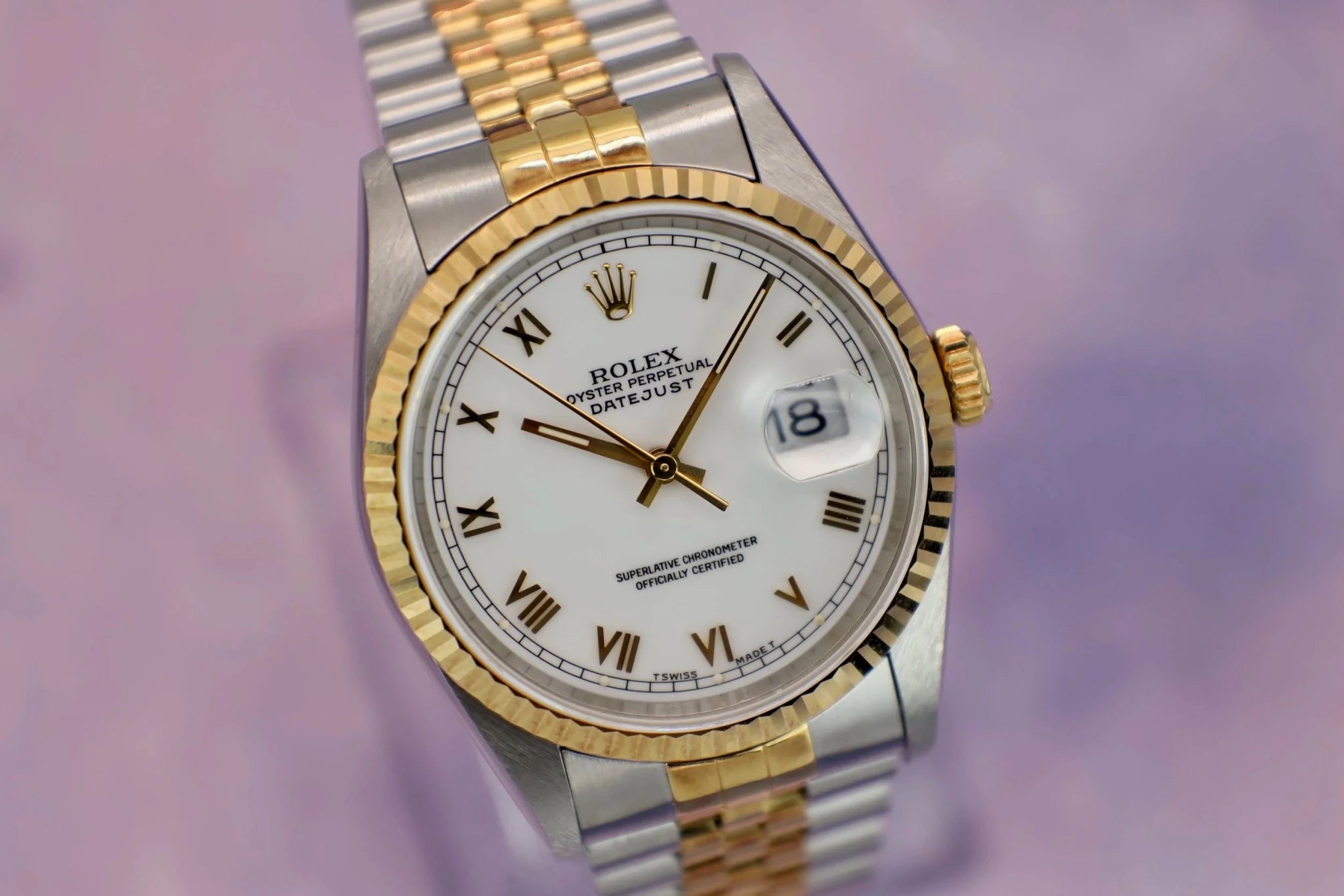 1996 Rolex Datejust Ref. 16233 | White Roman Dial - Sierra Time Co