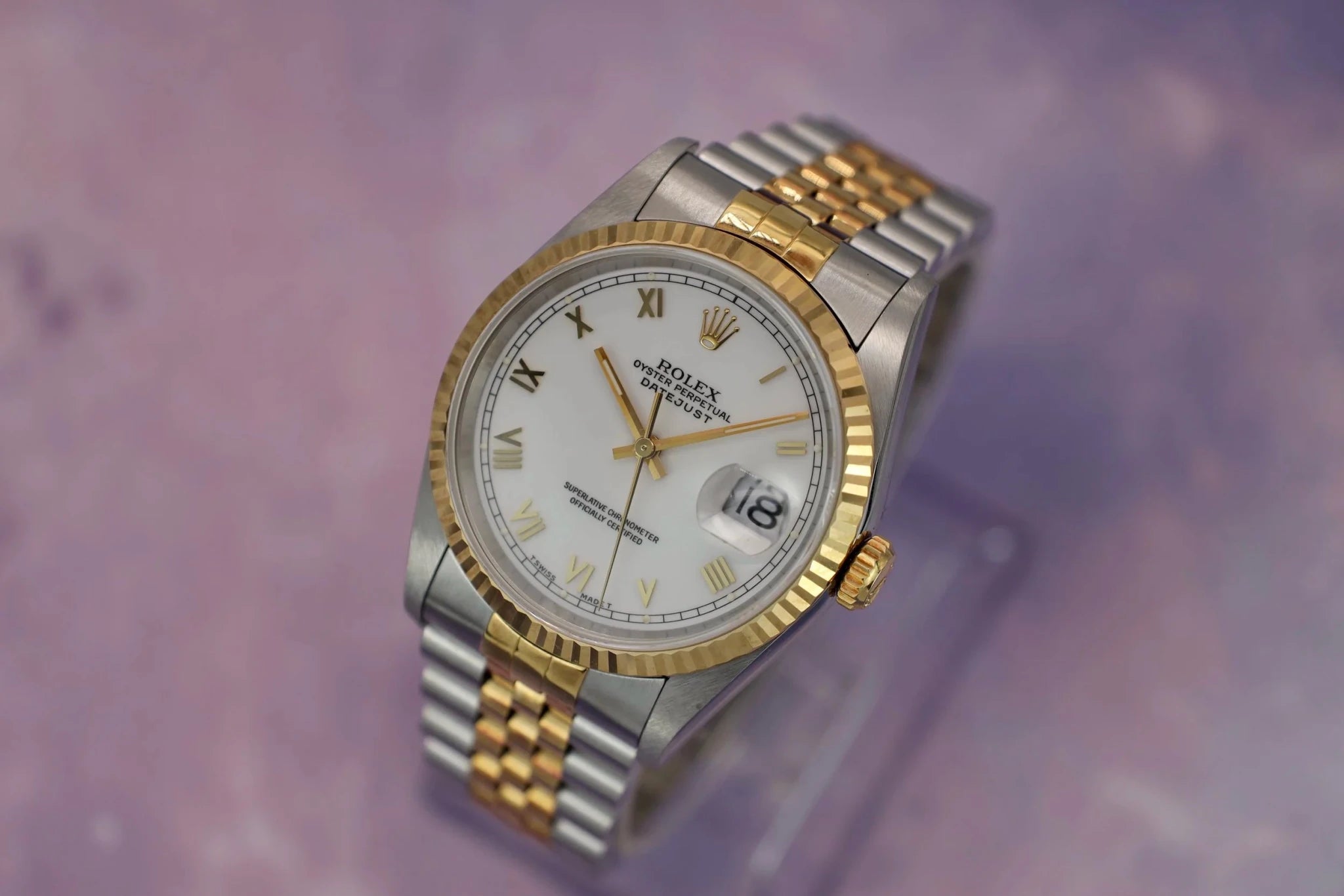 1996 Rolex Datejust Ref. 16233 | White Roman Dial - Sierra Time Co