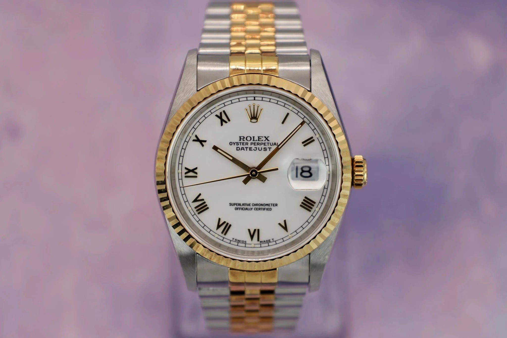 1996 Rolex Datejust Ref. 16233 | White Roman Dial - Sierra Time Co