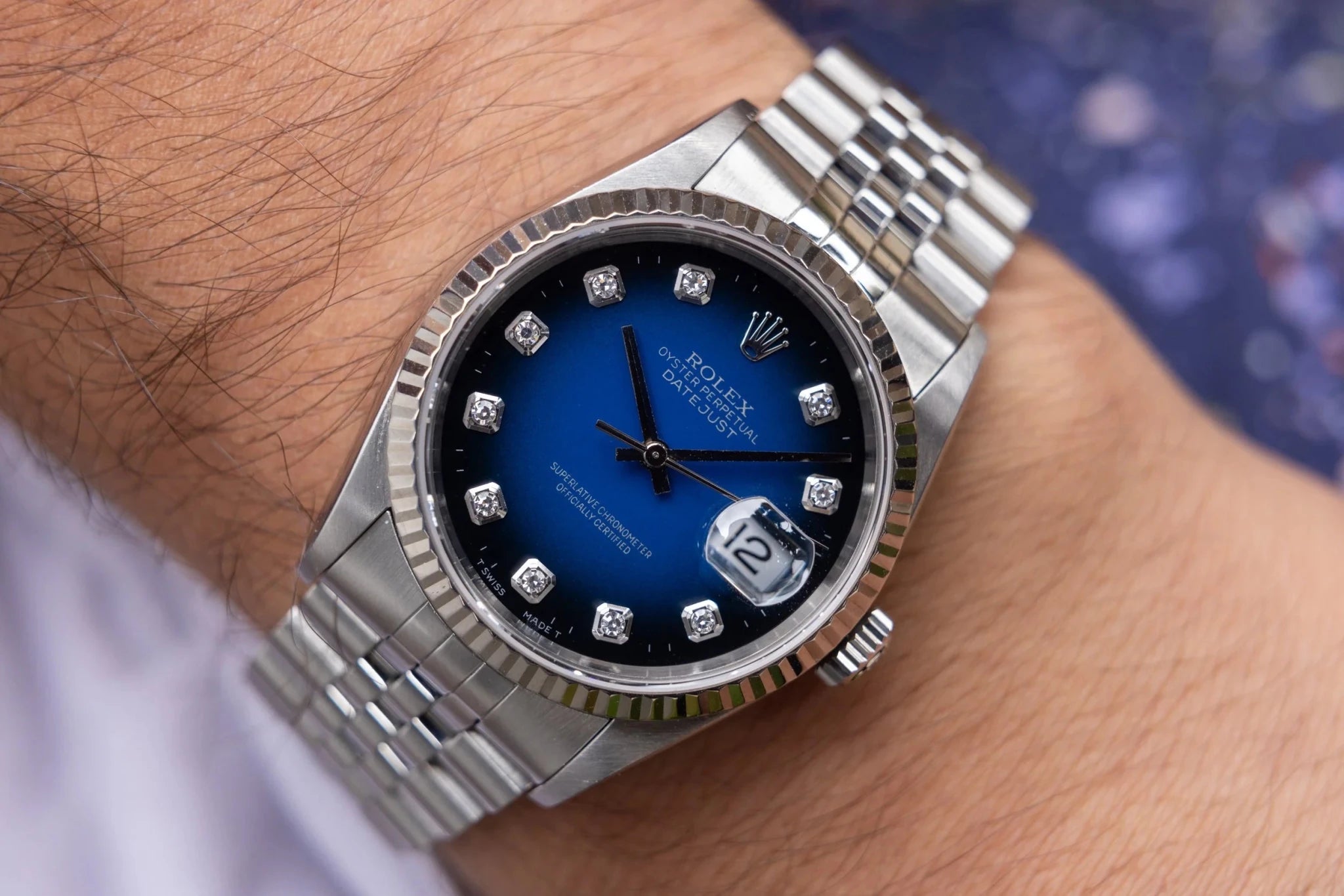 1996 Rolex Datejust Ref. 16234 | Blue Vignette Diamond Dial - Sierra Time Co