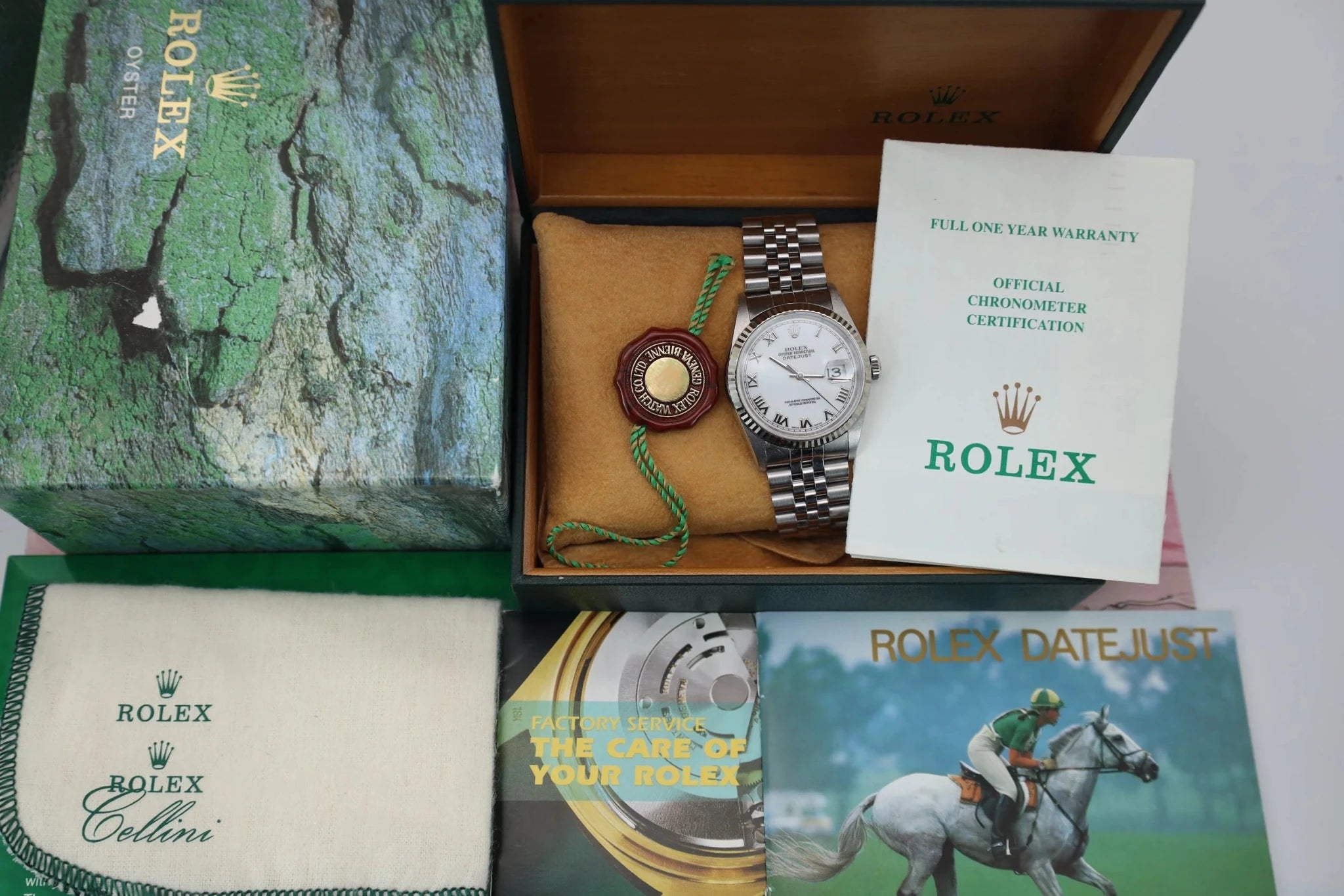 1996 Rolex Datejust Ref. 16234 | White Roman Dial | Box and Papers - Sierra Time Co