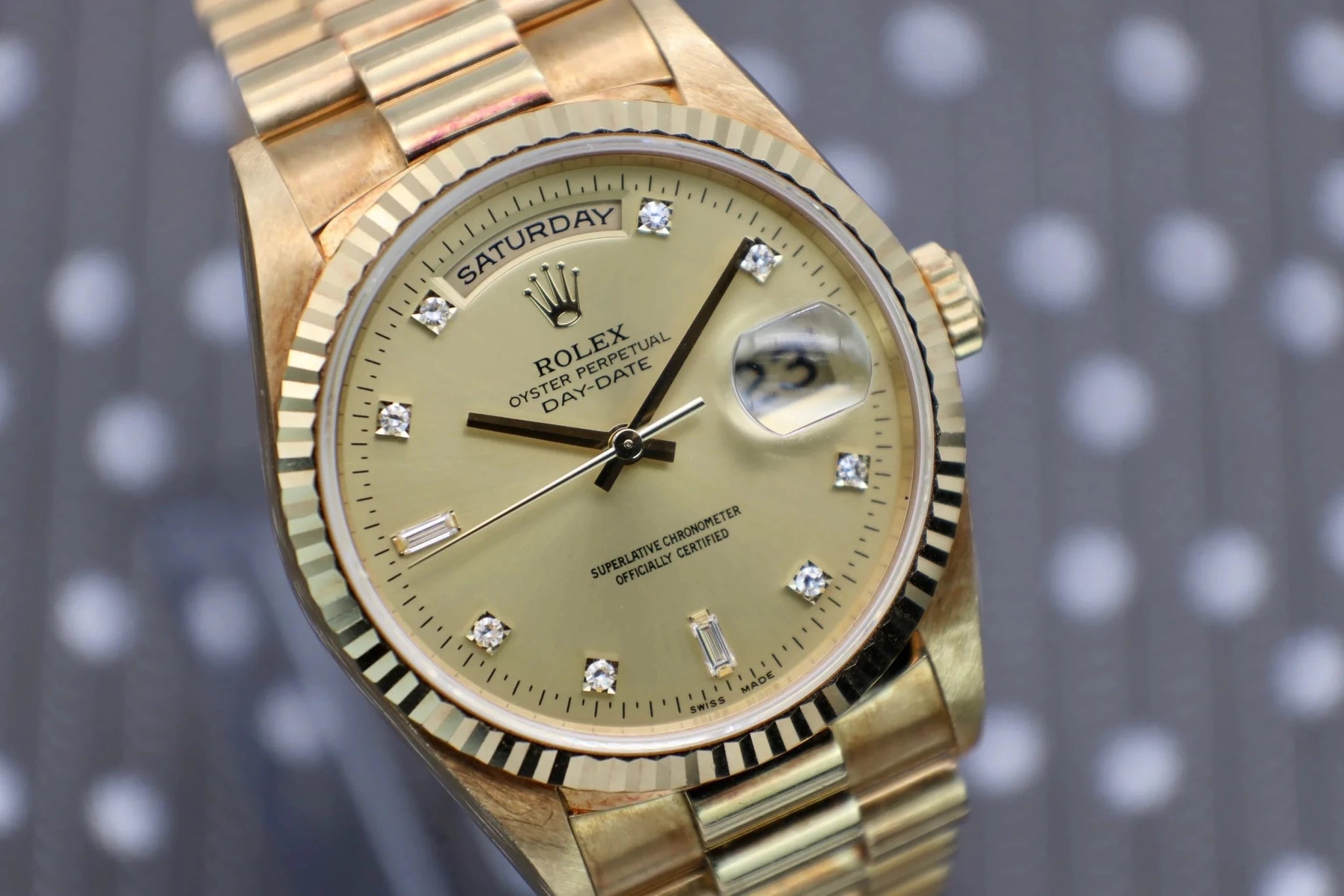 1996 Rolex Day-Date Ref. 18238 | Unpolished | Diamond Dial - Sierra Time Co
