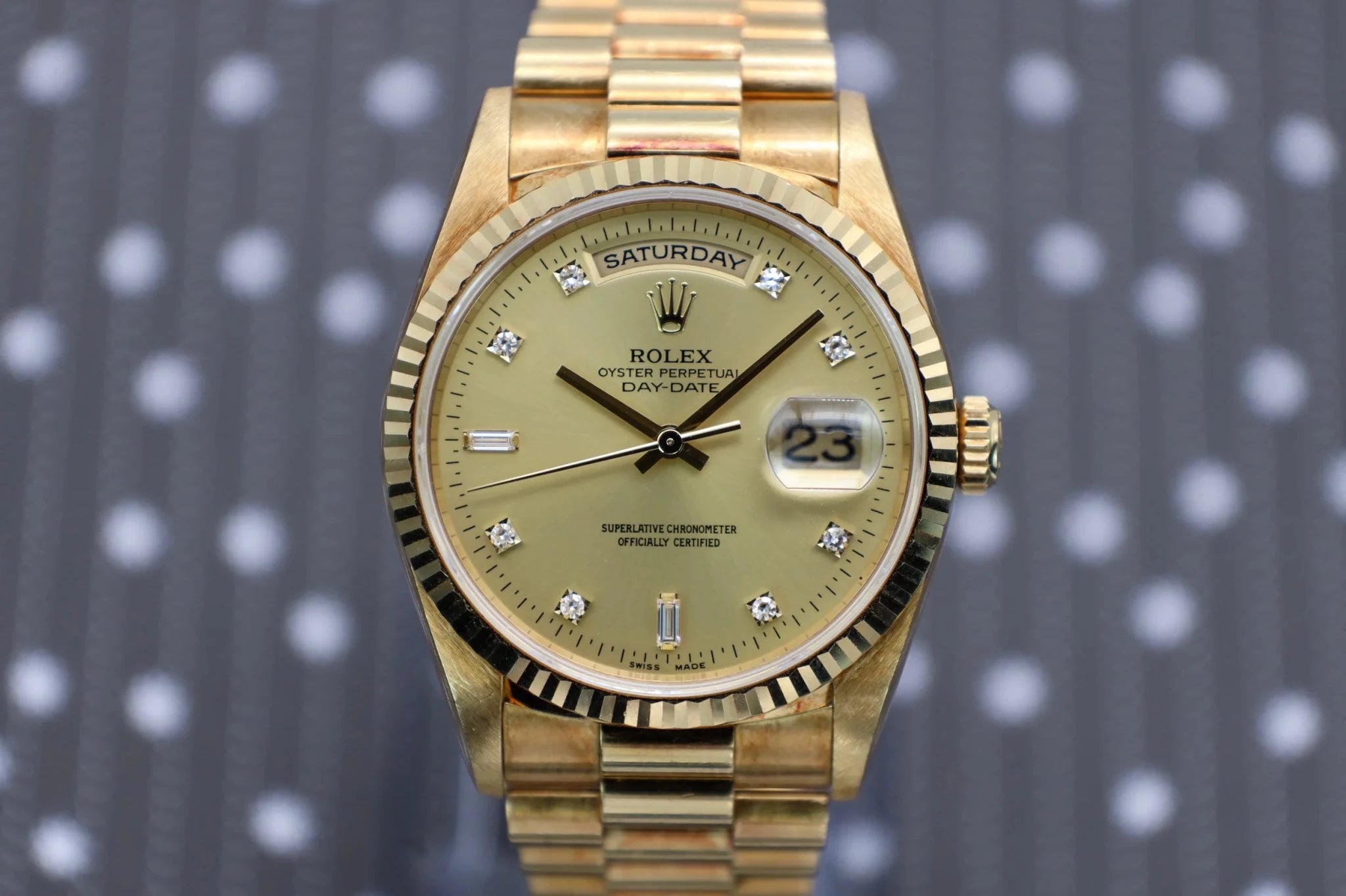 1996 Rolex Day-Date Ref. 18238 | Unpolished | Diamond Dial - Sierra Time Co