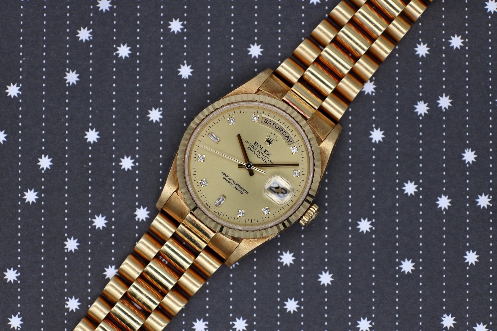 1996 Rolex Day-Date Ref. 18238 | Unpolished | Diamond Dial - Sierra Time Co