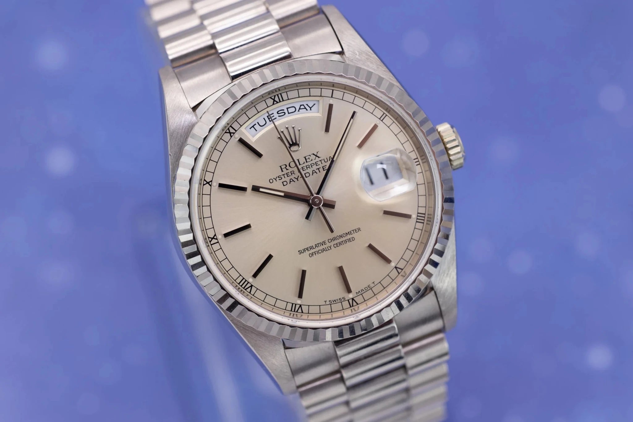1996 Rolex Day-Date Ref. 18239 | Silver Dial | Box and Papers - Sierra Time Co