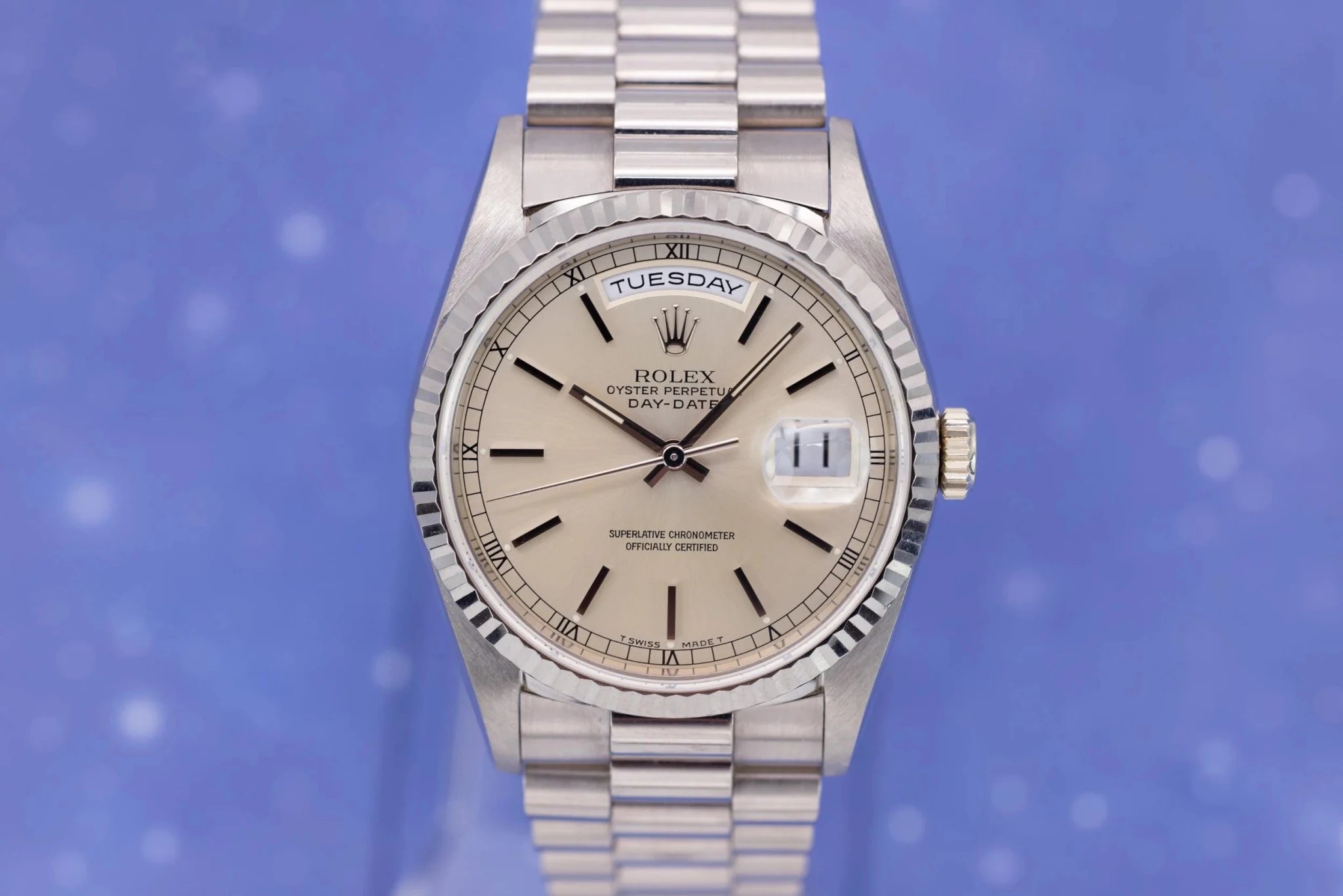 1996 Rolex Day-Date Ref. 18239 | Silver Dial | Box and Papers - Sierra Time Co