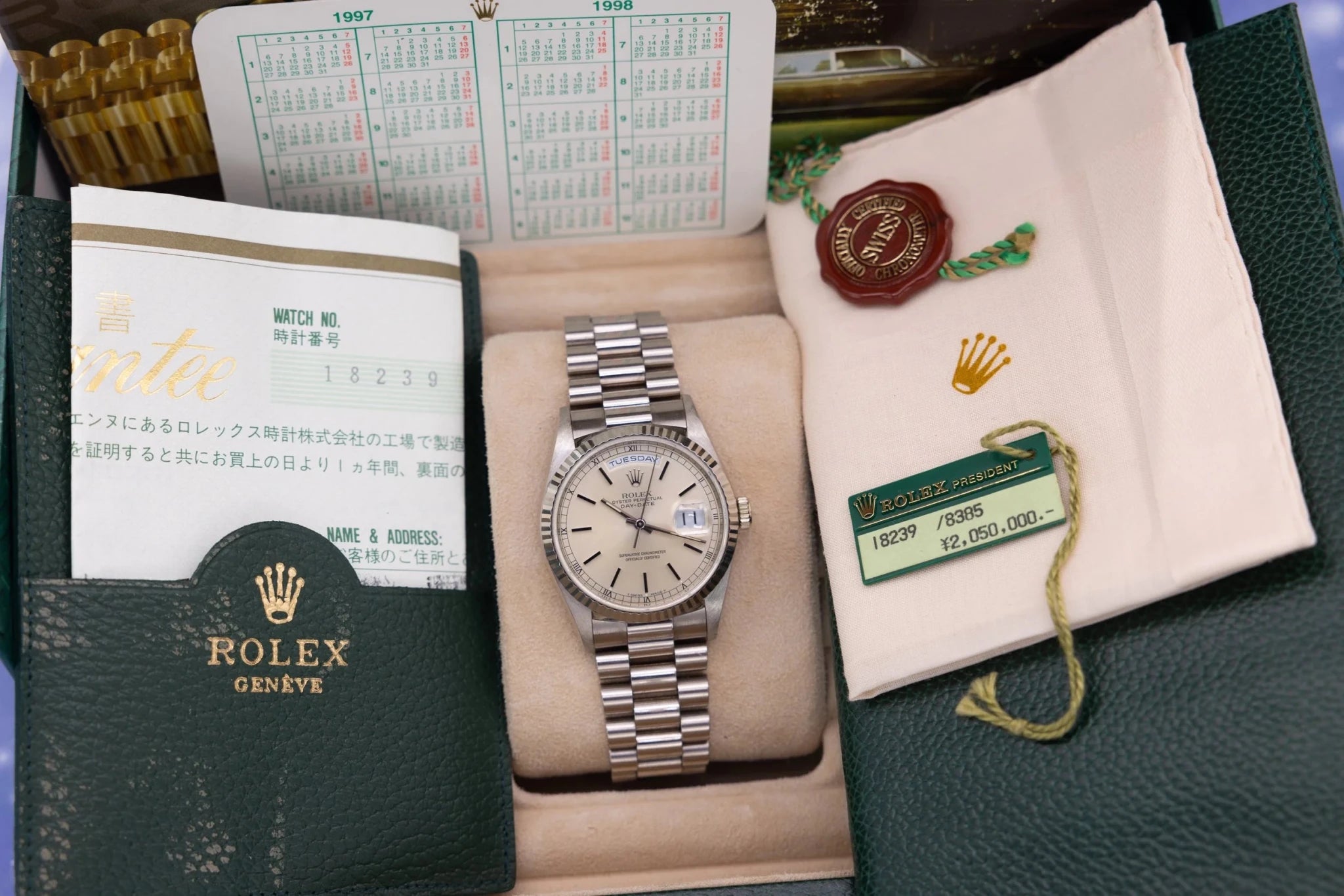 1996 Rolex Day-Date Ref. 18239 | Silver Dial | Box and Papers - Sierra Time Co