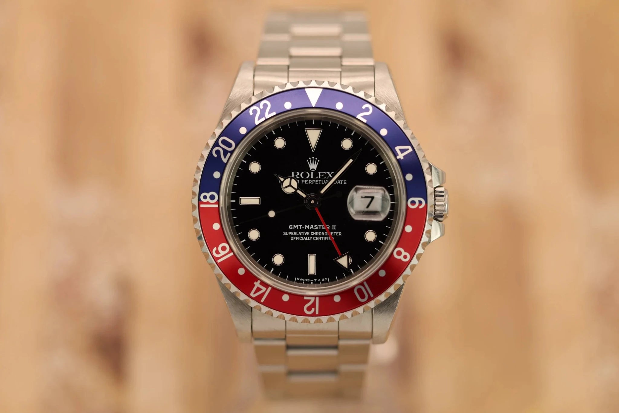 1996 Rolex GMT Master II Ref. 16710 Pepsi | Creamy Patina | Box and Papers - Sierra Time Co