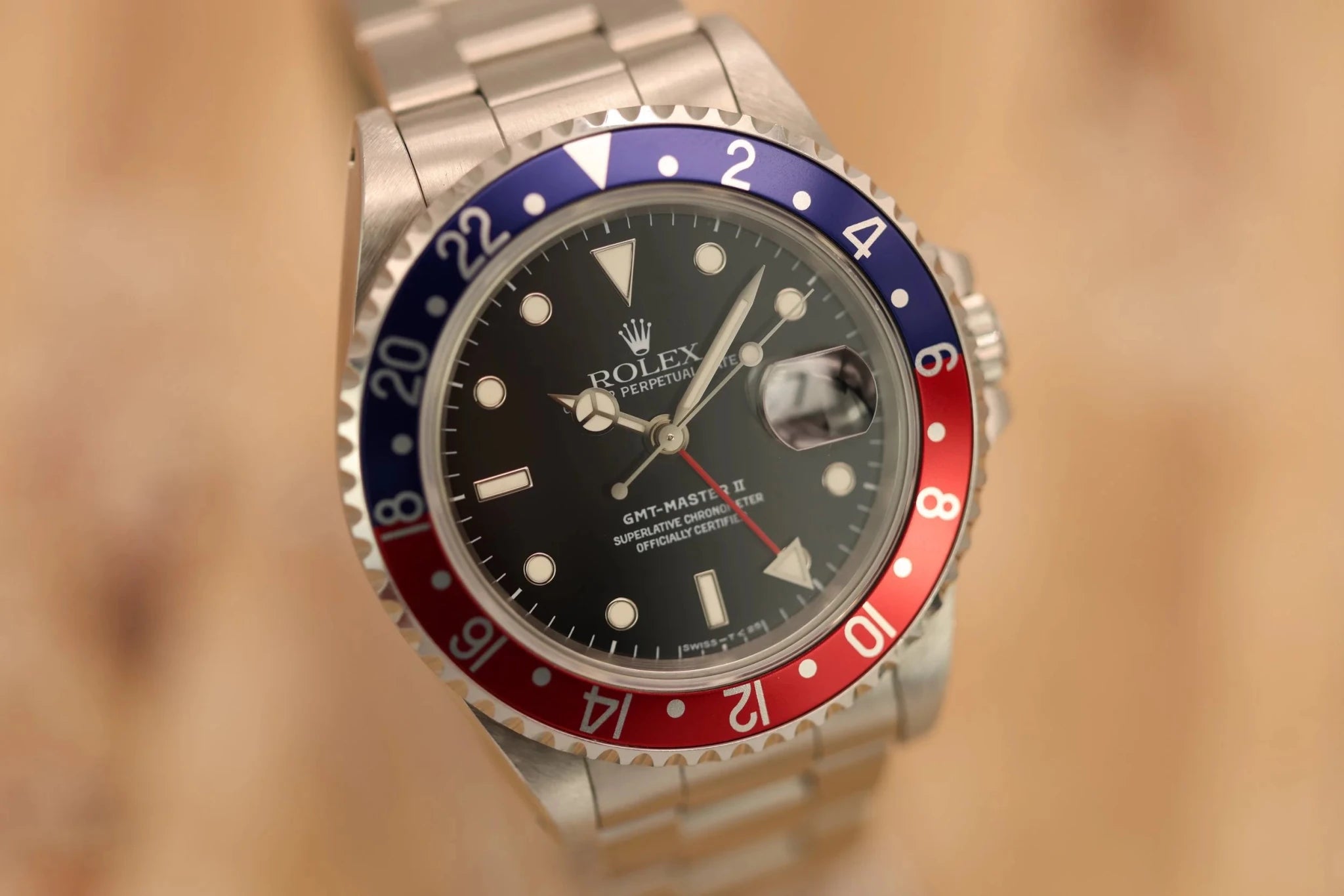 1996 Rolex GMT Master II Ref. 16710 Pepsi | Creamy Patina | Box and Papers - Sierra Time Co
