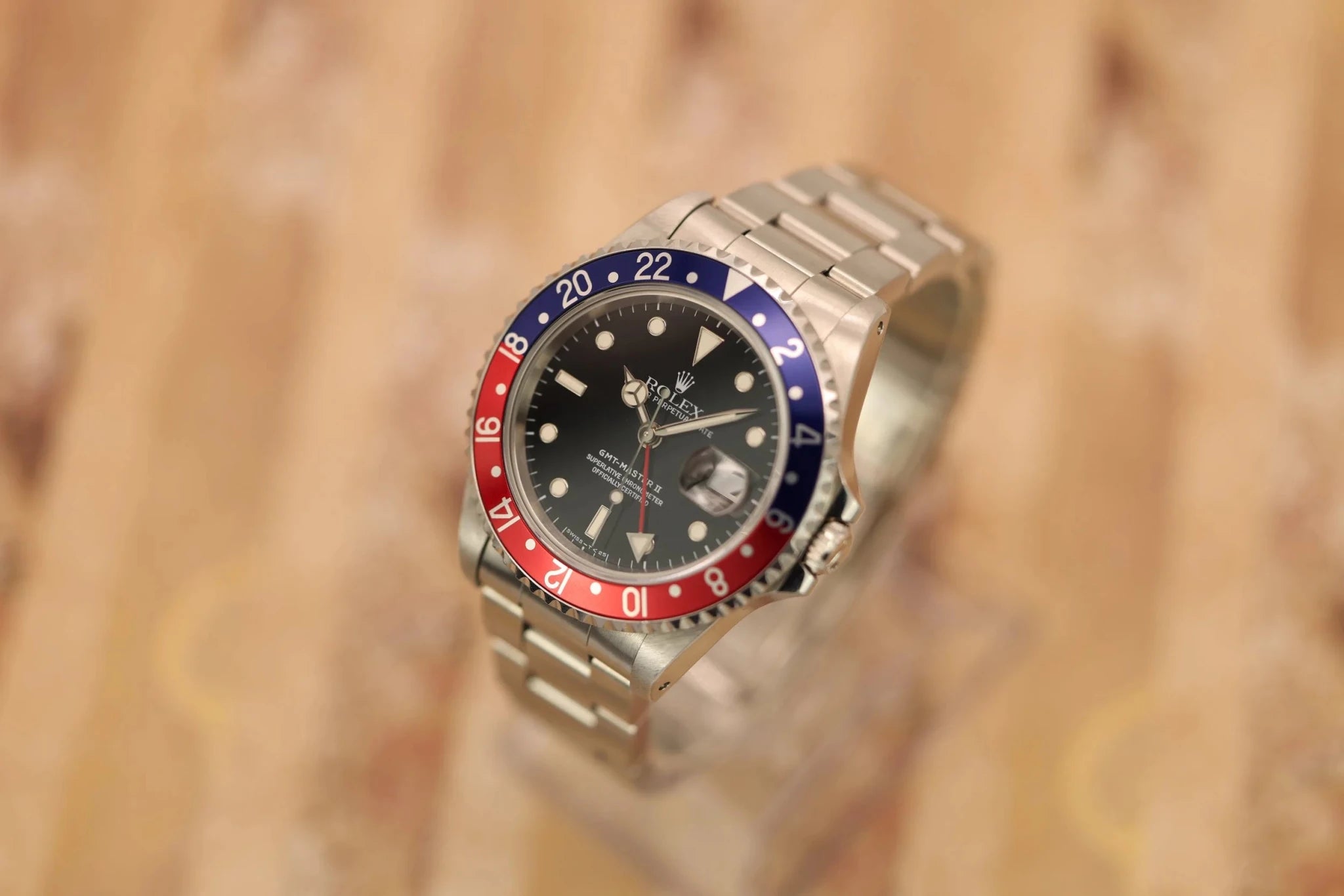 1996 Rolex GMT Master II Ref. 16710 Pepsi | Creamy Patina | Box and Papers - Sierra Time Co