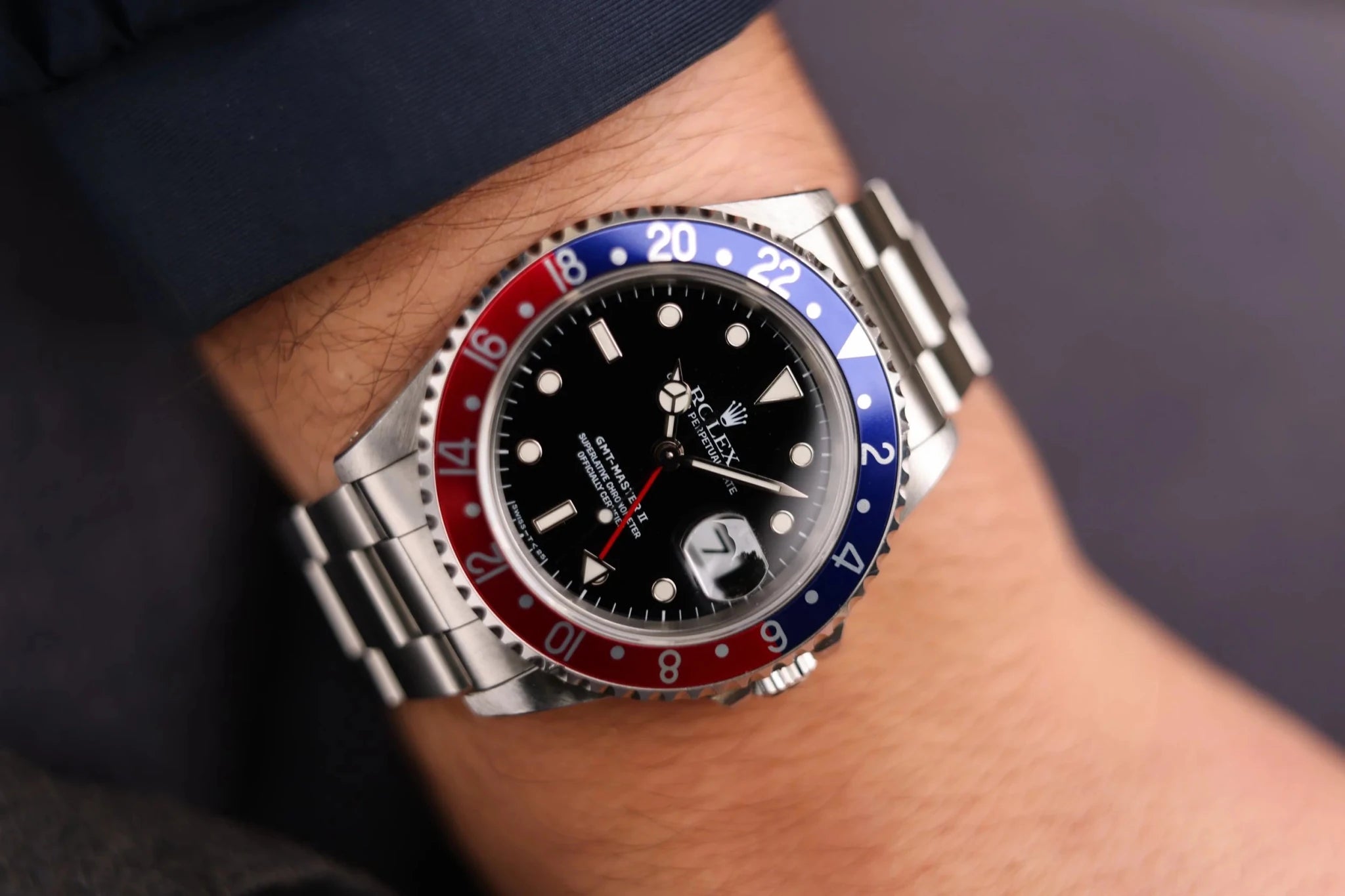 1996 Rolex GMT Master II Ref. 16710 Pepsi | Creamy Patina | Box and Papers - Sierra Time Co