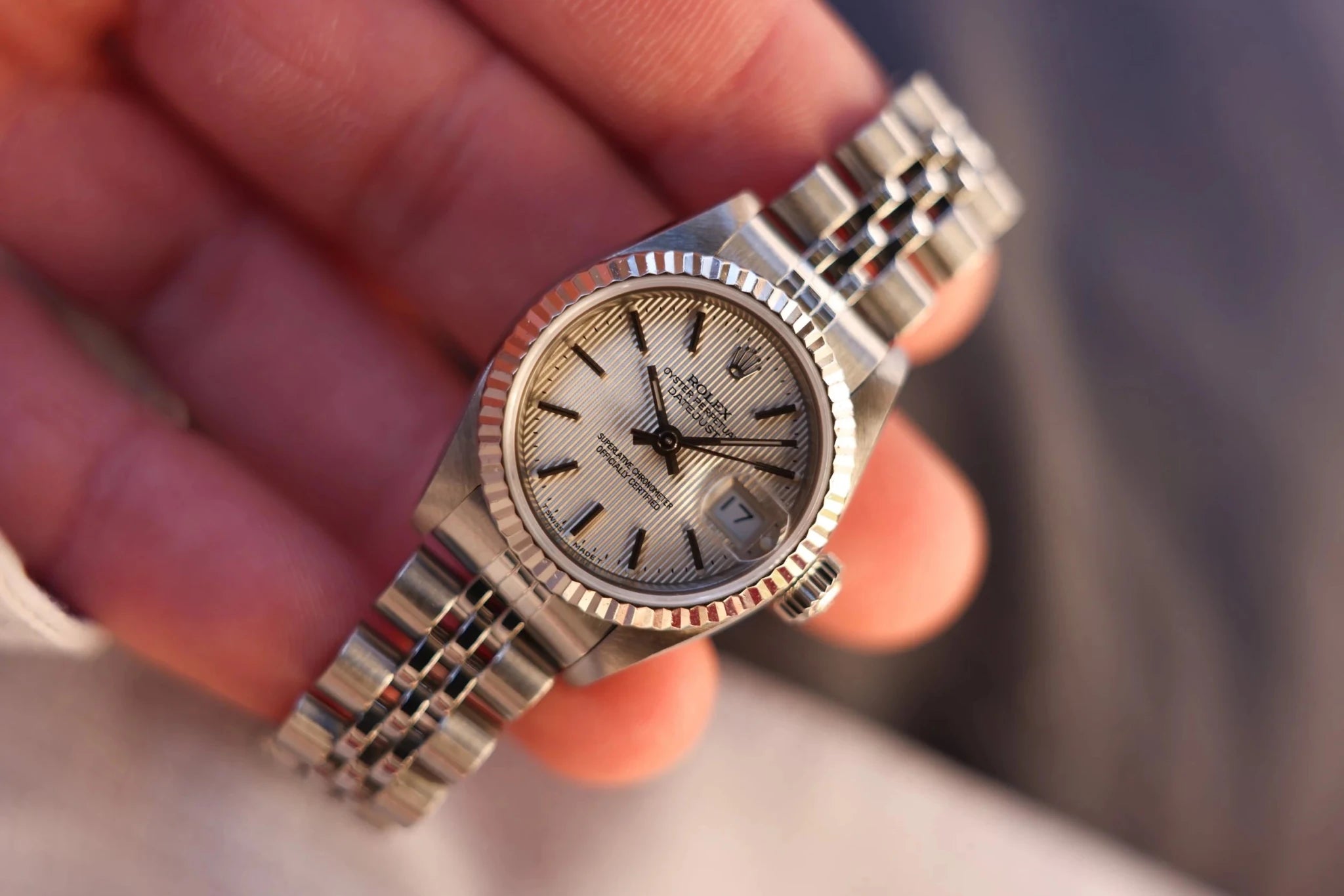 1996 Rolex Ladies Datejust Ref. 69174 | Silver Tapestry - Sierra Time Co