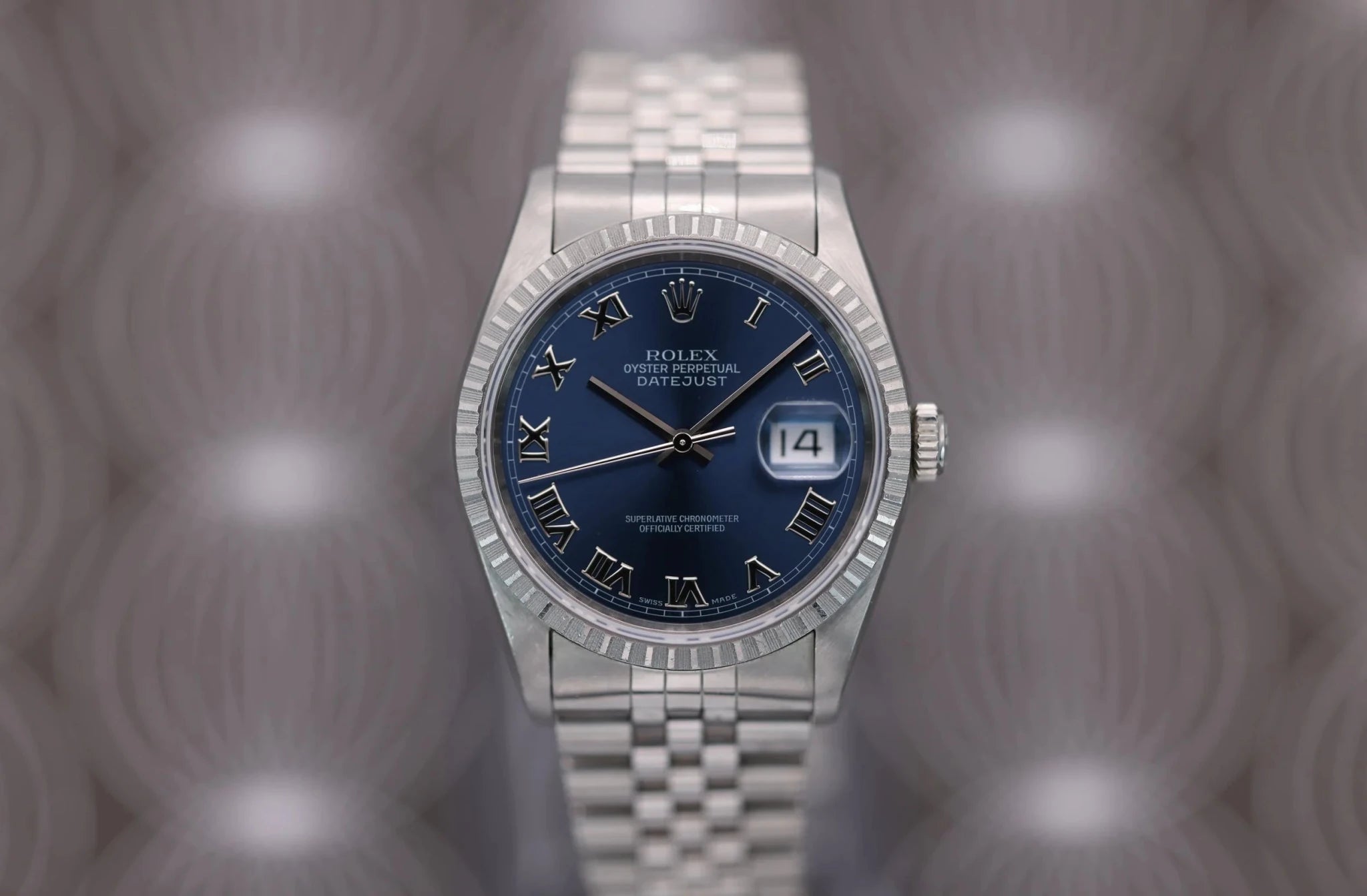 1997 Rolex Datejust Ref. 16220 | Blue Roman Numeral Dial | Box and Papers - Sierra Time Co