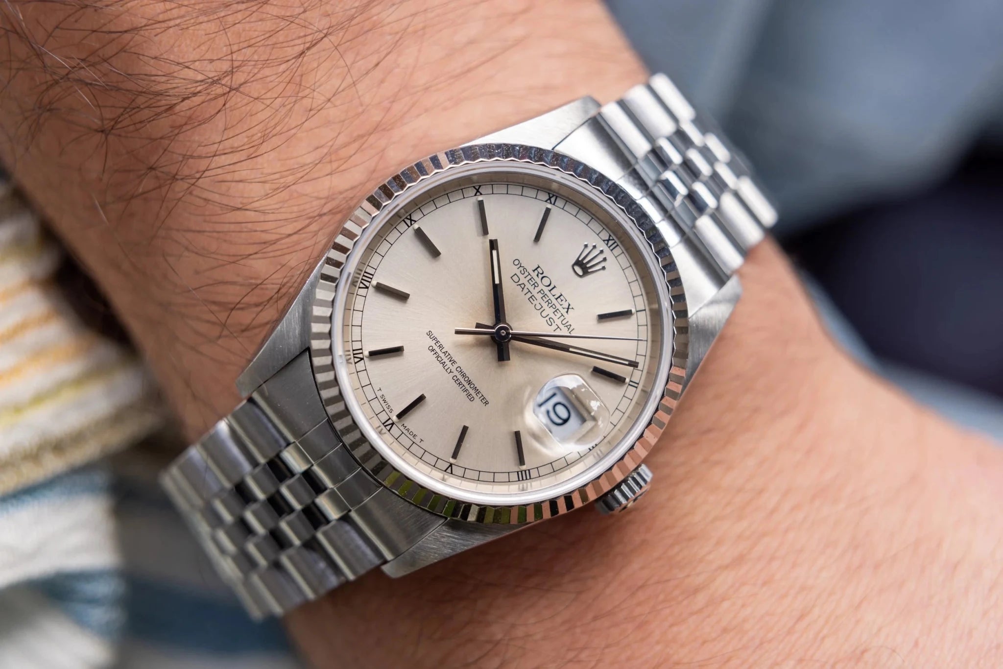 1997 Rolex Datejust Ref. 16234 | Silver Stick Dial - Sierra Time Co