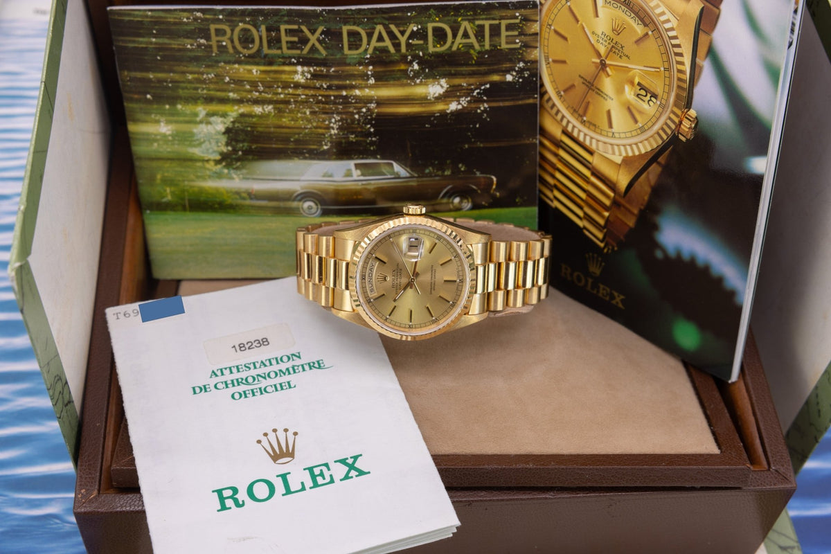1997 Rolex Day-Date Ref. 18238 | Champagne Dial | Box and Papers - Sierra Time Co