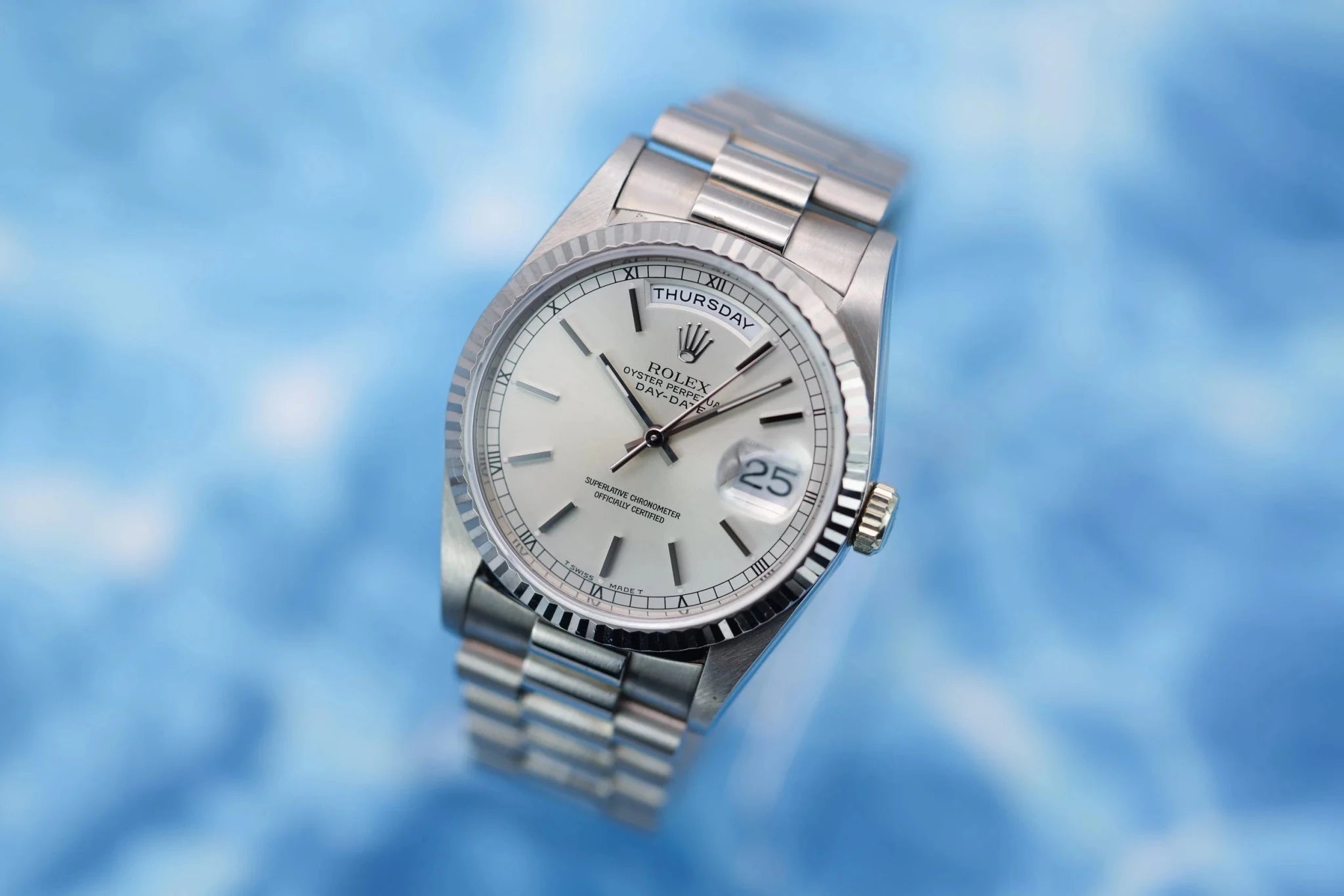 1997 Rolex Day-Date Ref. 18239 | 18K White Gold | Mint | Box and Papers - Sierra Time Co