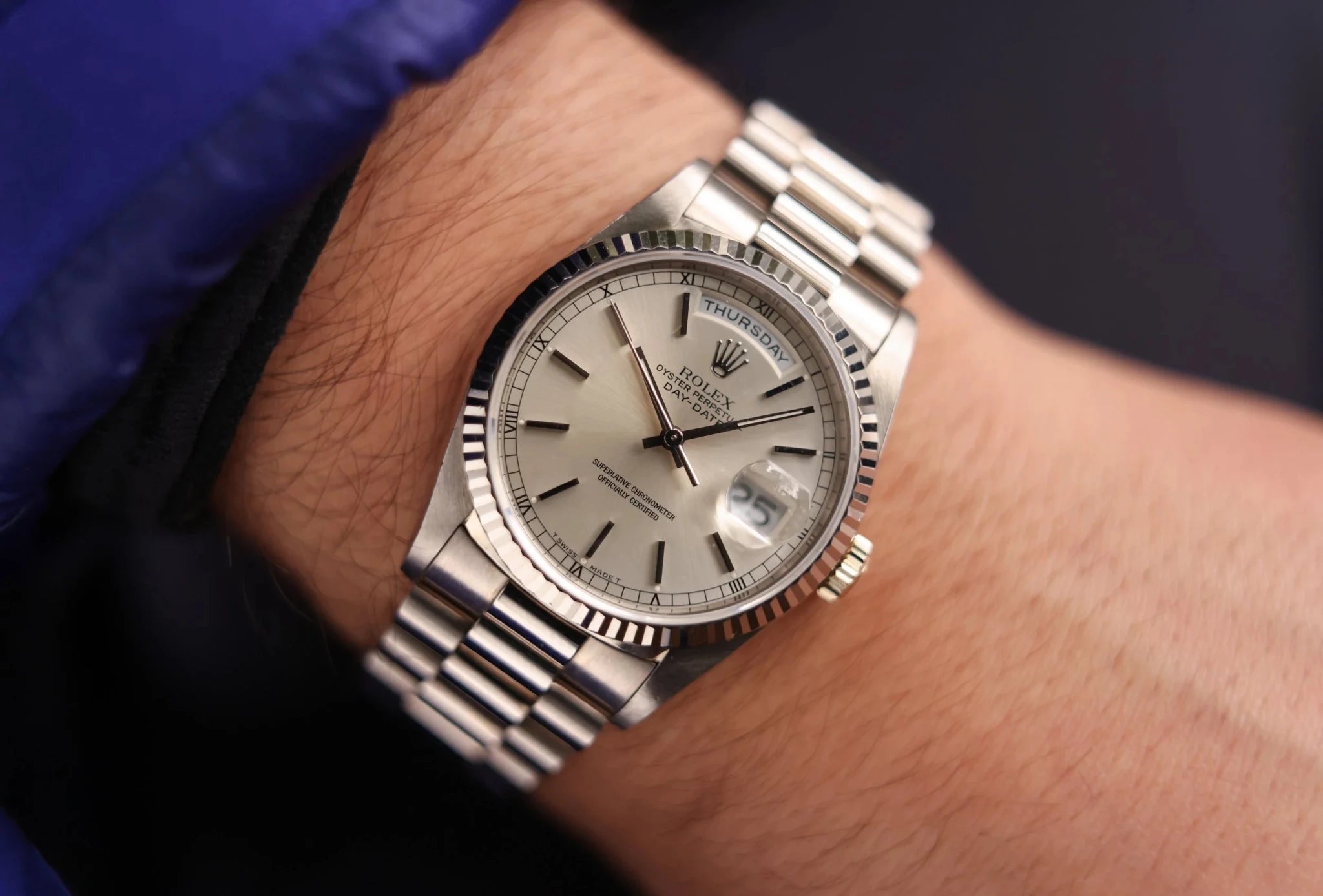 1997 Rolex Day-Date Ref. 18239 | 18K White Gold | Mint | Box and Papers - Sierra Time Co