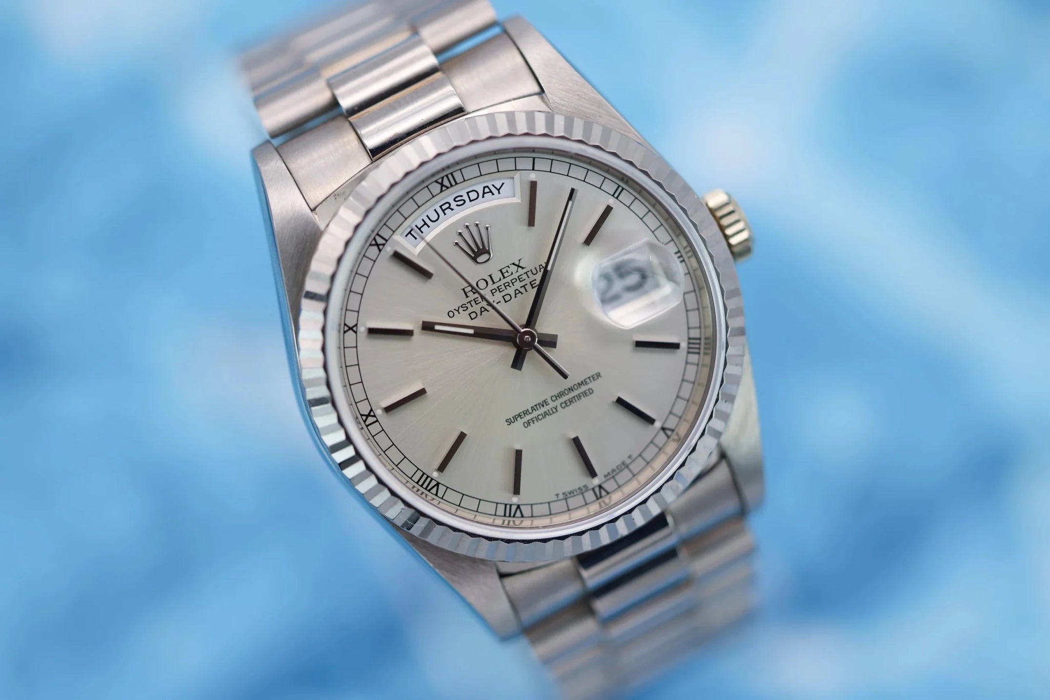 1997 Rolex Day-Date Ref. 18239 | 18K White Gold | Mint | Box and Papers - Sierra Time Co