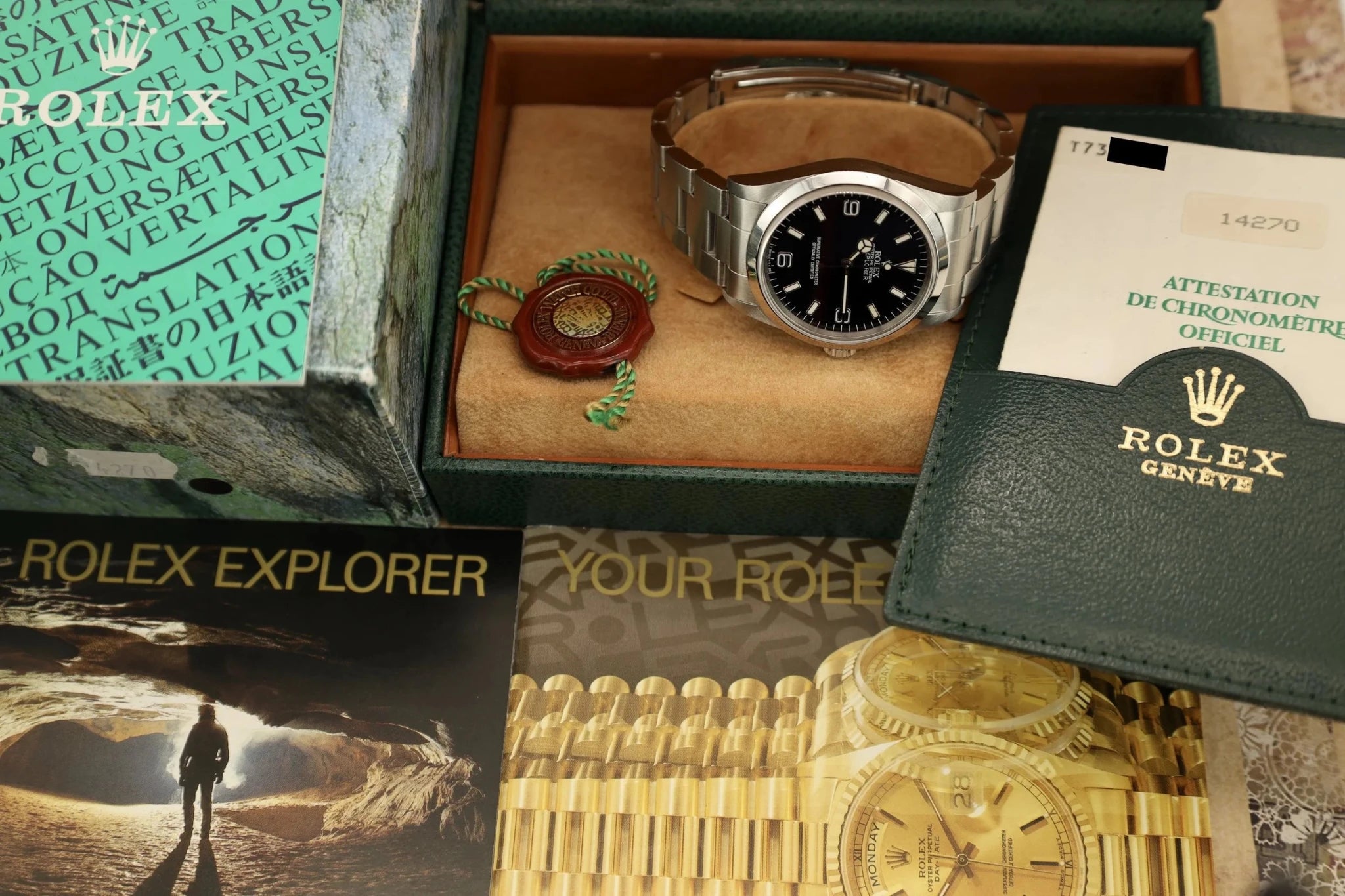 1997 Rolex Explorer I Ref. 14270 | Creamy Tritium | Box and Papers - Sierra Time Co