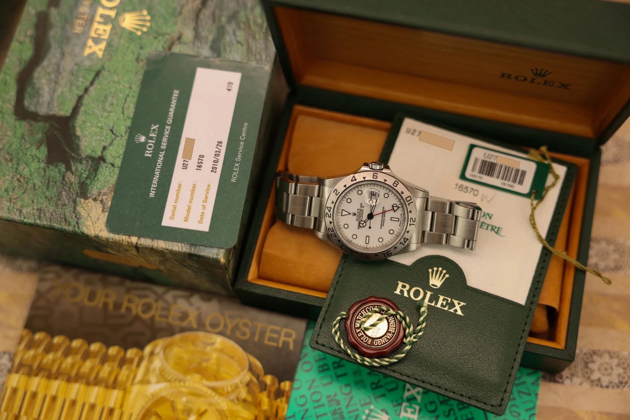 1997 Rolex Explorer II Ref. 16570 Polar | Creamy Patina | Box and Papers - Sierra Time Co
