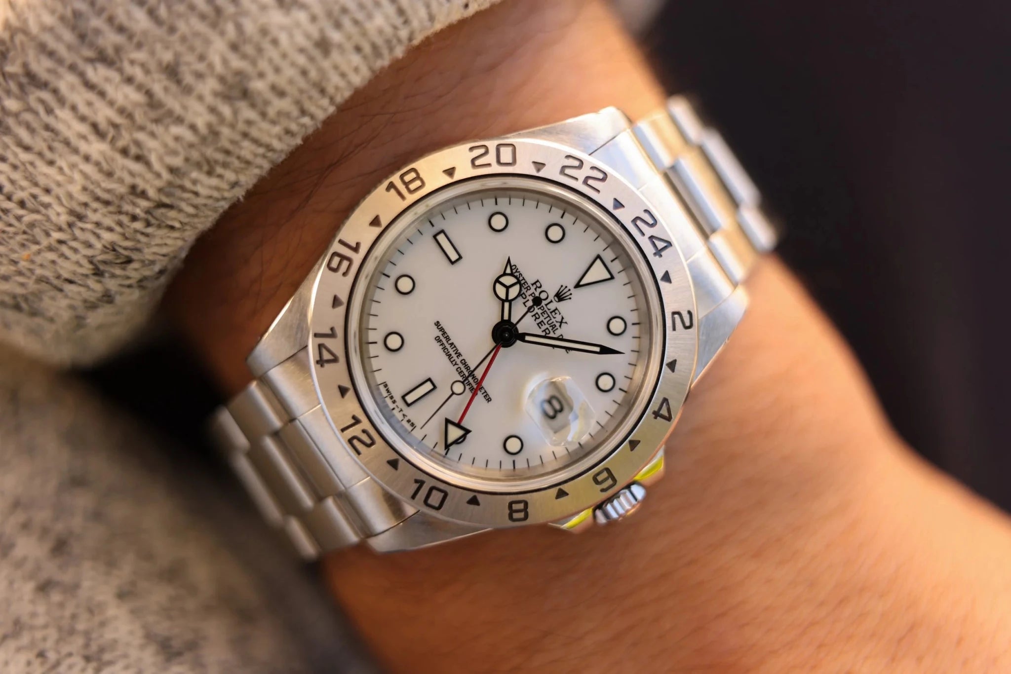 1997 Rolex Explorer II Ref. 16570 Polar | Creamy Patina | Box and Papers - Sierra Time Co