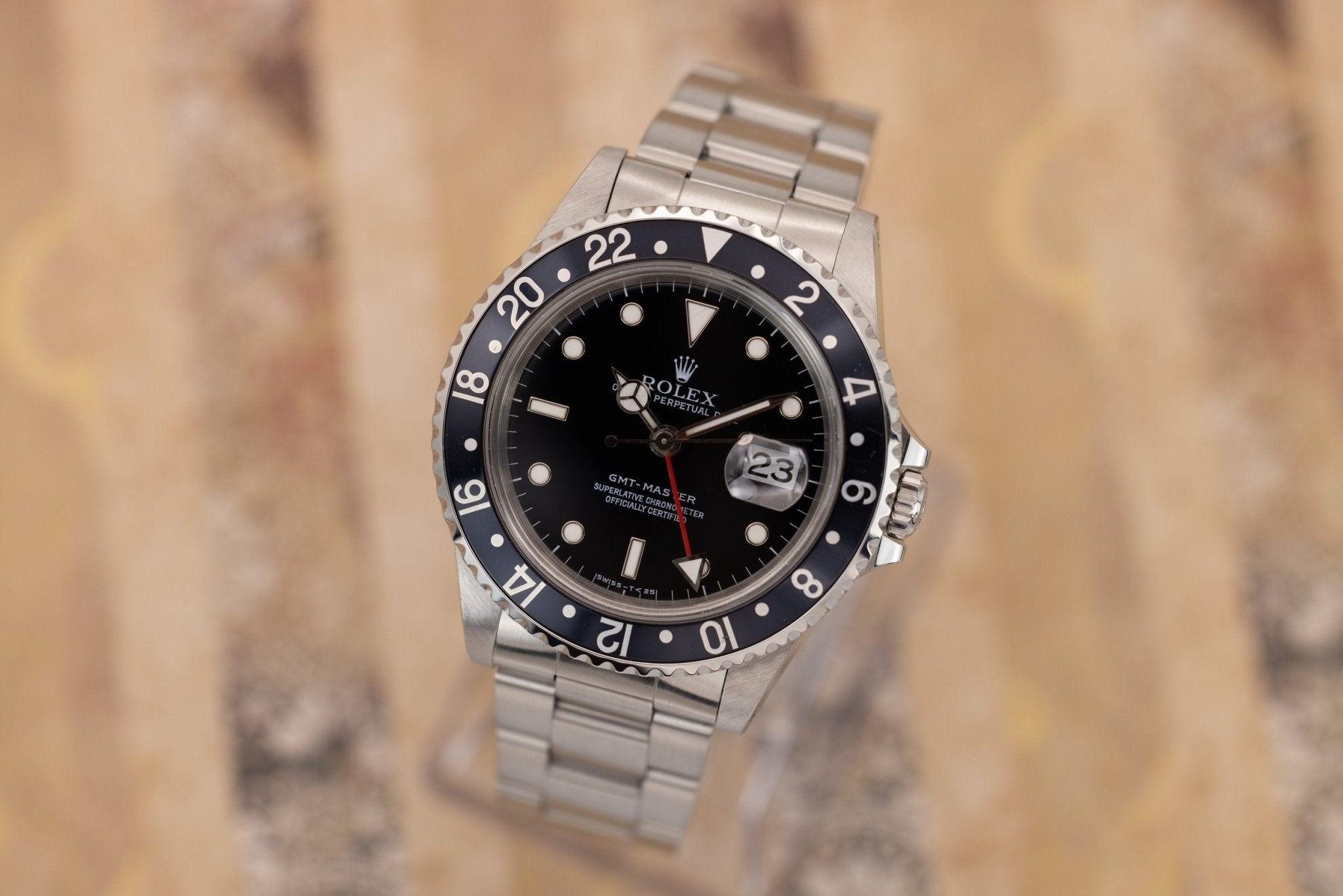 1997 Rolex GMT Master Ref. 16700 | Tritium Dial | Navy Blue Insert - Sierra Time Co