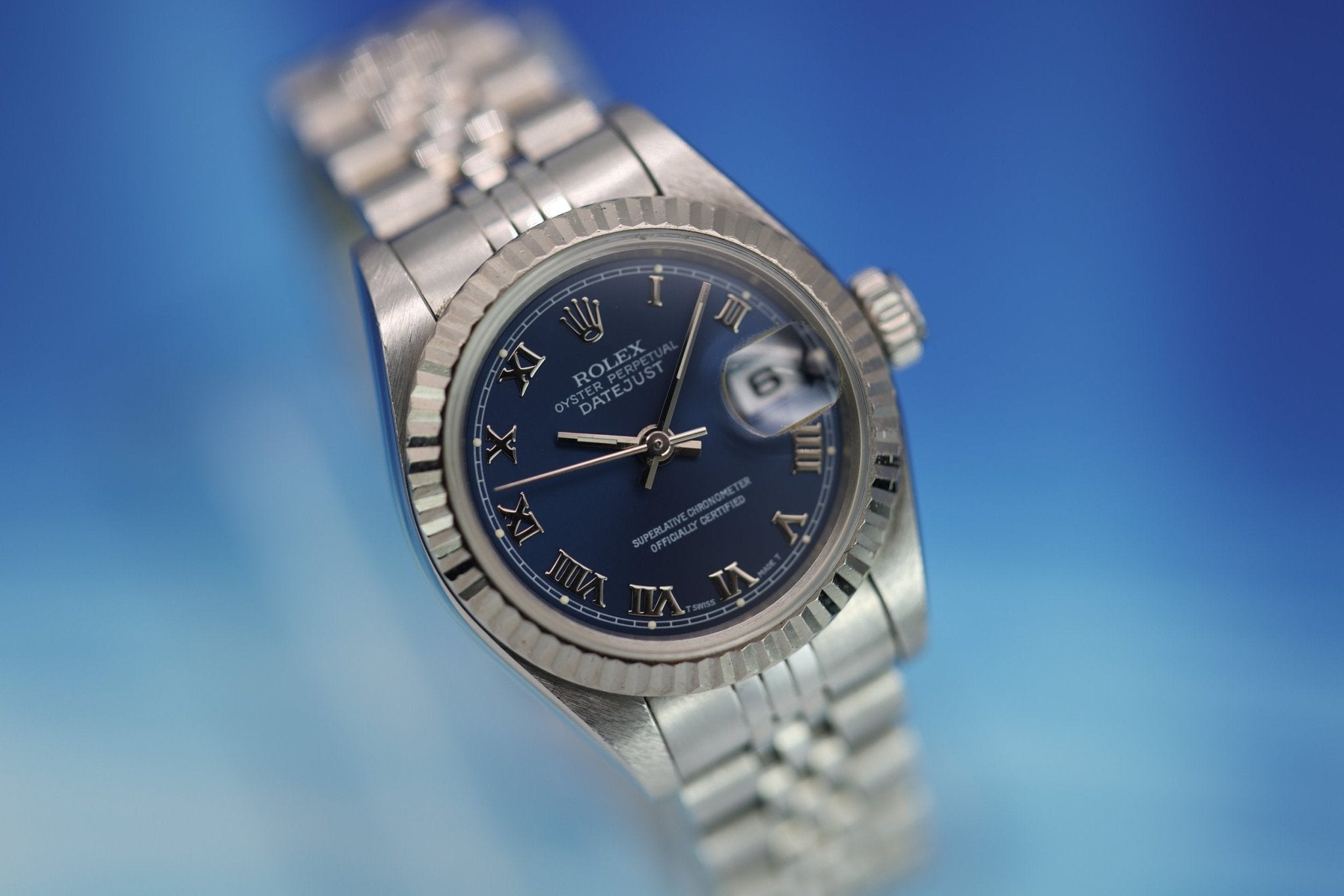 1997 Rolex Ladies Datejust Ref. 69174 | Blue Dial | Box and Papers - Sierra Time Co