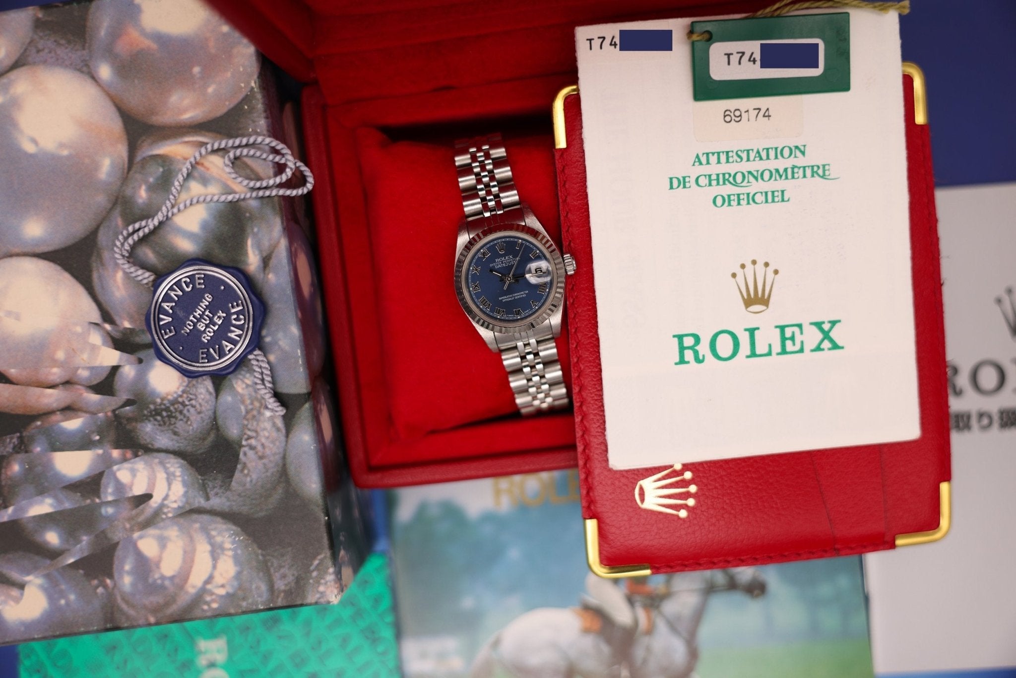 1997 Rolex Ladies Datejust Ref. 69174 | Blue Dial | Box and Papers - Sierra Time Co
