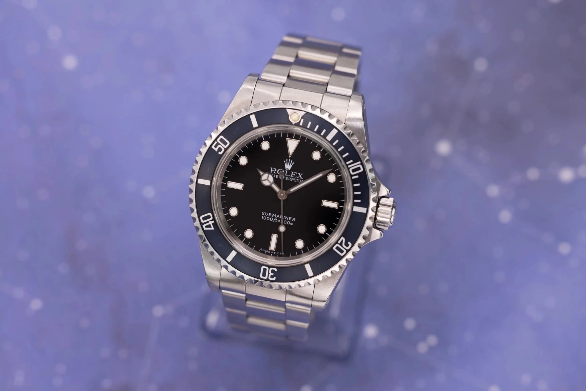 1997 Rolex Submariner Ref. 14060 | Tritium Dial | Navy Blue Bezel | Box and Papers - Sierra Time Co