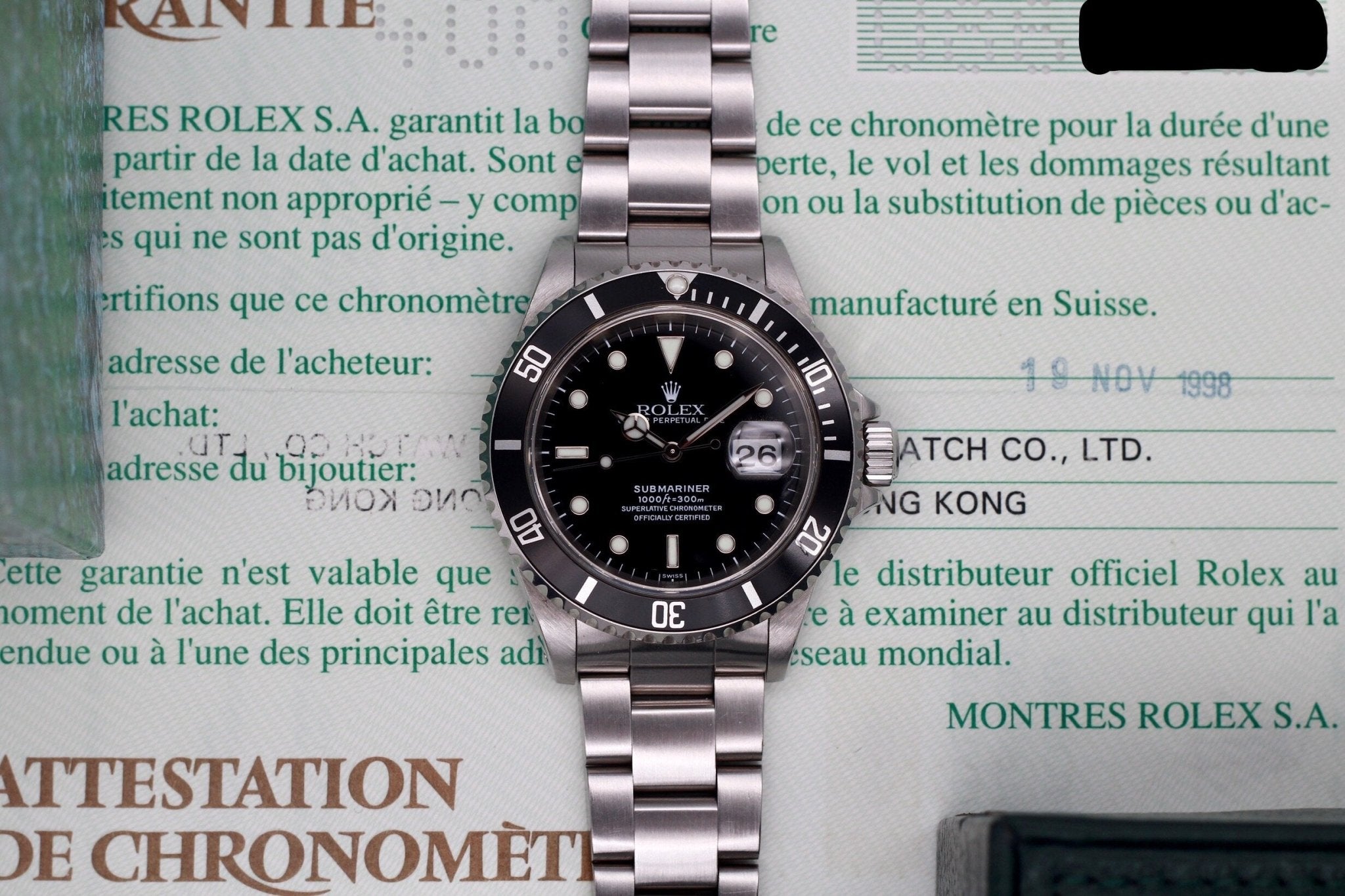 1998 Rolex Submariner Date Ref. 16610 Swiss Only Dial with Box and Papers - Sierra Time Co
