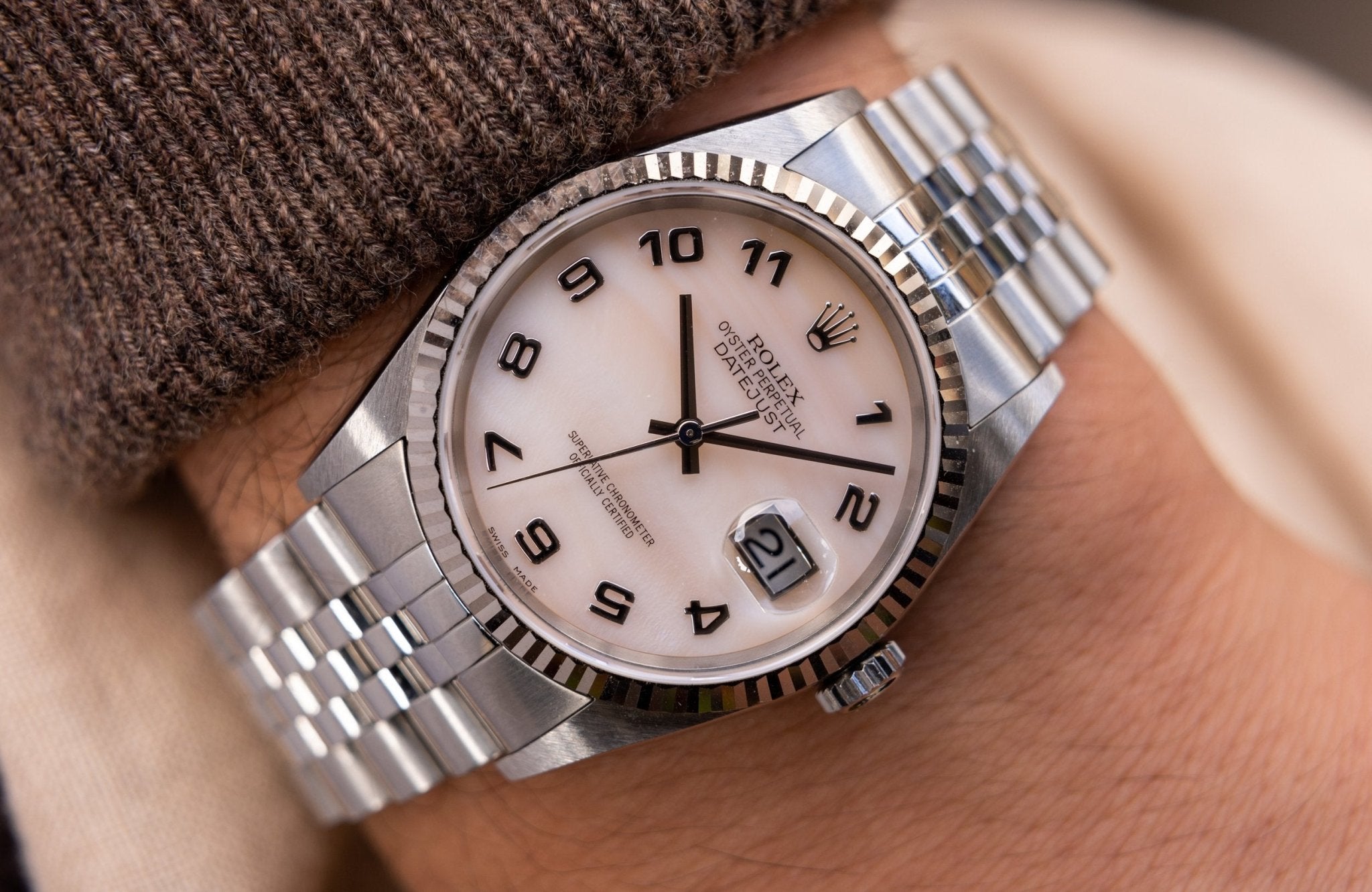 1999 Rolex Datejust Ref. 16234 | Salmon Mother of Pearl Dial | Excellent Condition - Sierra Time Co