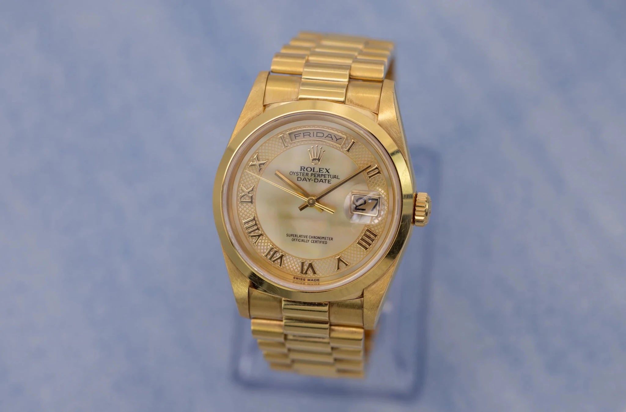 1999 Rolex Day-Date Ref. 18208 | Mother of Pearl Myriad Dial | 18K YG - Sierra Time Co
